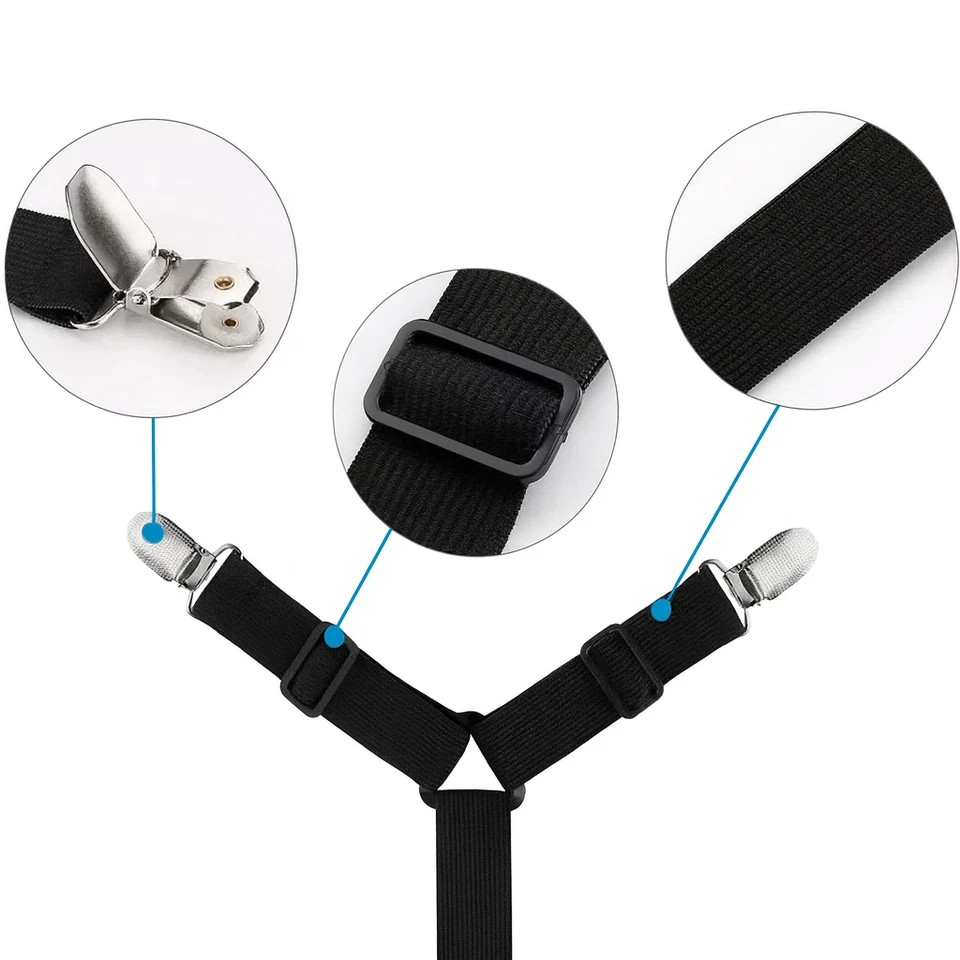 4Bed Sheet Fasteners Adjustable Elastic Suspenders Straps Mattress Covers Clips.