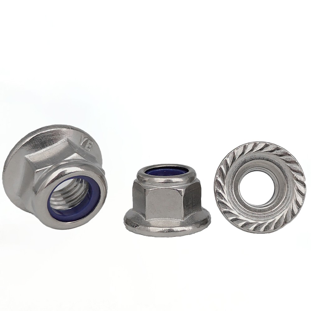 Nyloc Nuts with Serrated Flange Nylon Insert Flanged Lock Nut A2 Stainless Steel