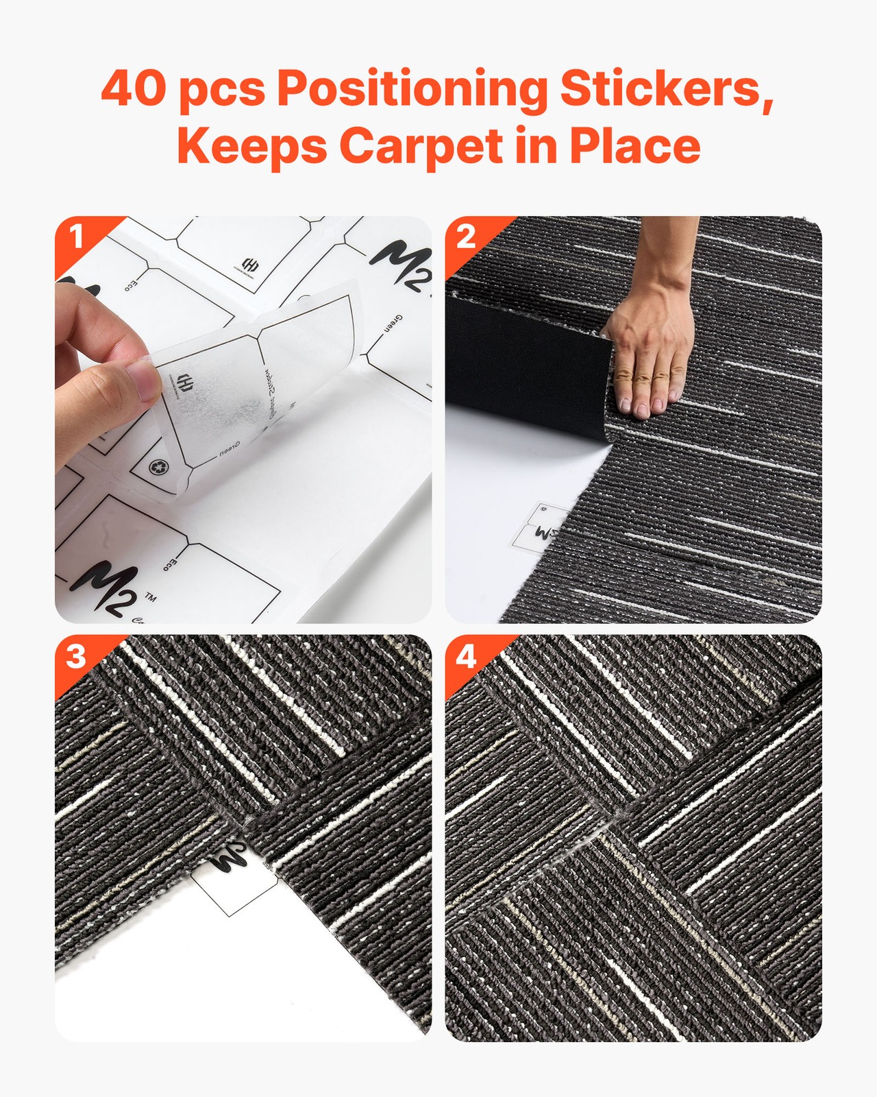 VEVOR Carpet Tiles Reusable 24×24 inch 24 PCS Modular Rug Soft Padded Gray