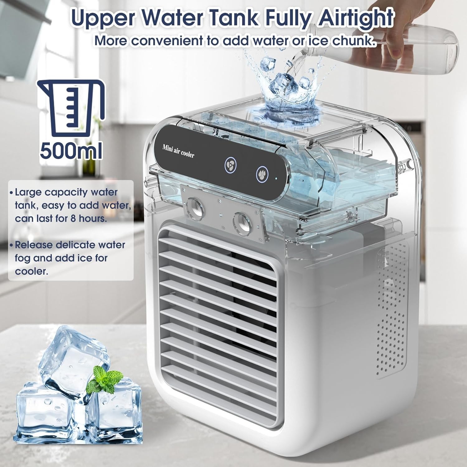 Portable Air Conditioner Rechargeable Mini AC Cooling Fan 2 Speed Spray