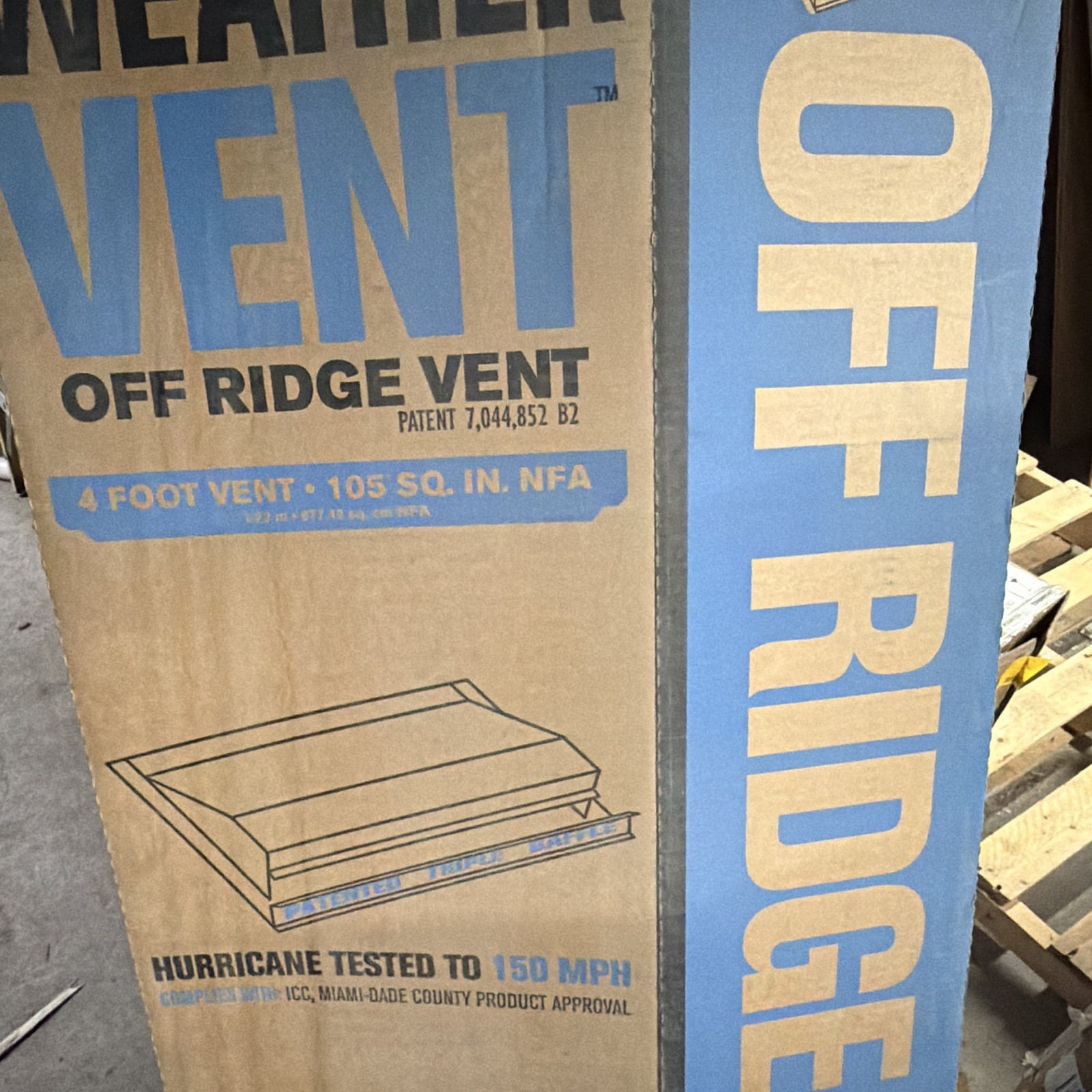 WeatherVent Off Ridge Vent 4 Ft, 105 Sq In NFA, Hurricane Tested 150 MPH