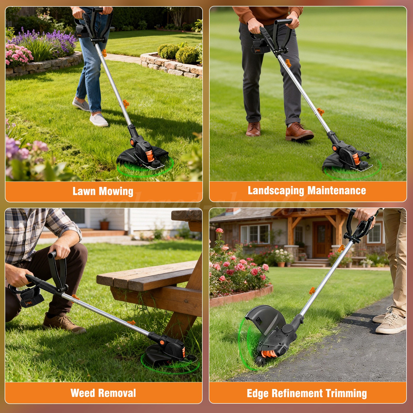 3-IN-1 Electric Cordless Grass Trimmer Strimmer Garden Edger Cutter w/ 2 Battery