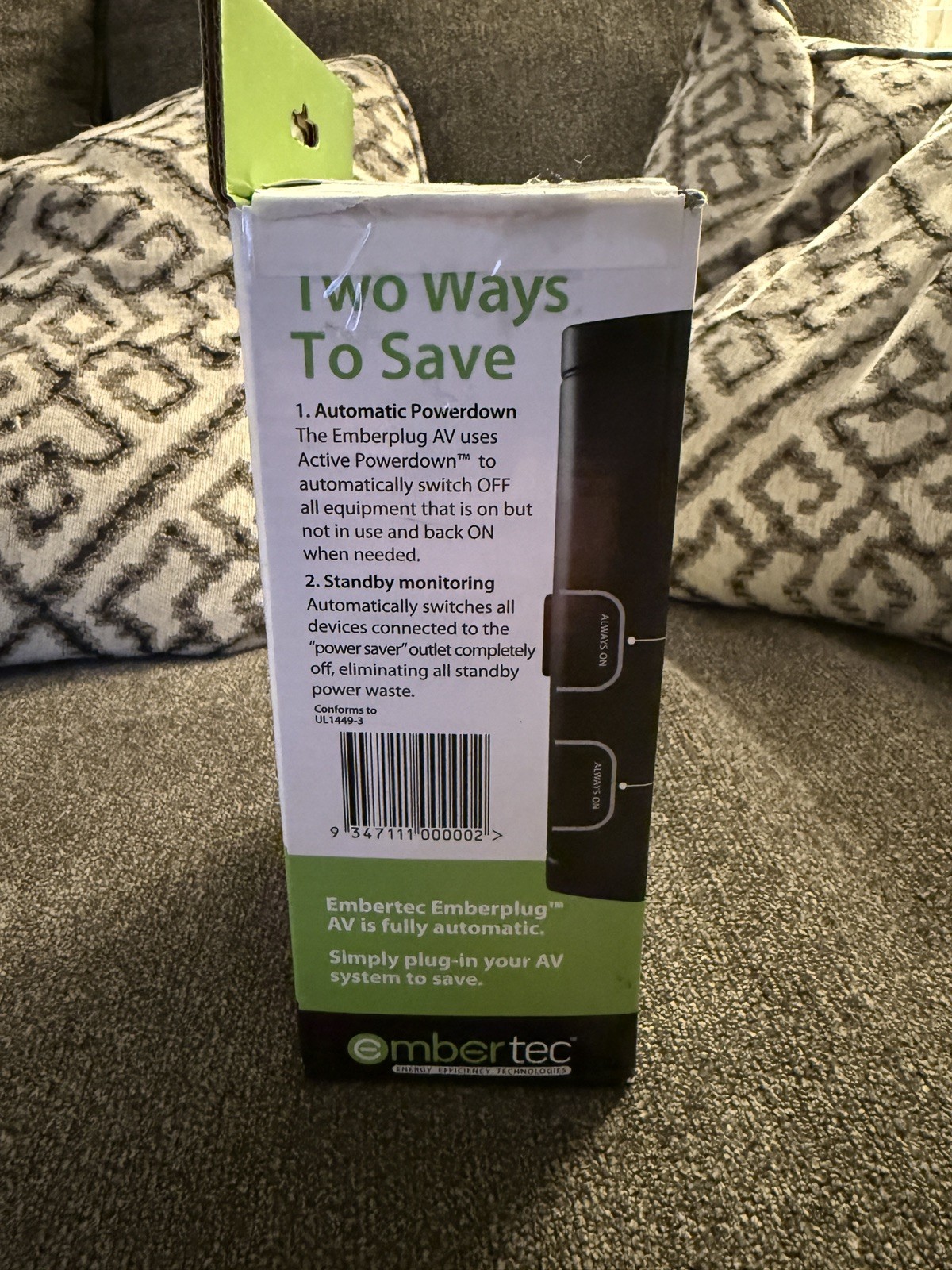 EMBERTEC Emberplug AV+ Power/Energy Saver~Automatic Power Down~Surge Protector