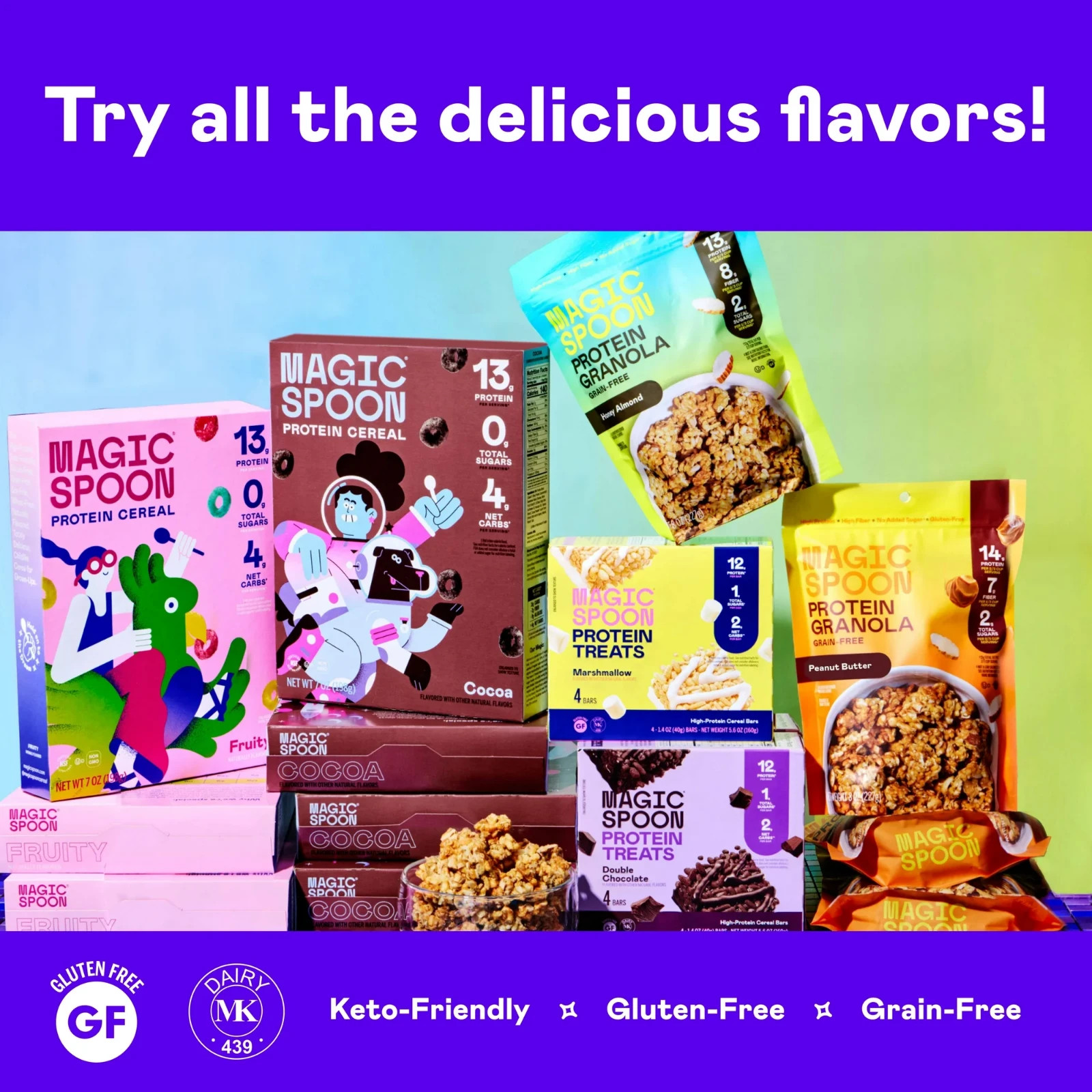 Magic Spoon Fruity Grain-Free Breakfast Cereal, 7 oz Box (3 PACK) FREE SHIPPING