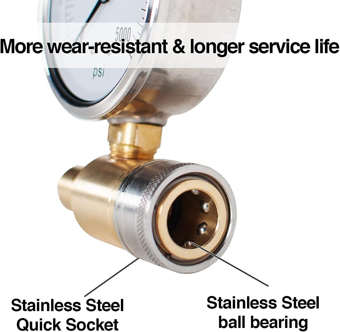 YAMATIC Pressure Gauge Kit for Pressure Washer 3/8 Inch Quick Connect 5000 PSI