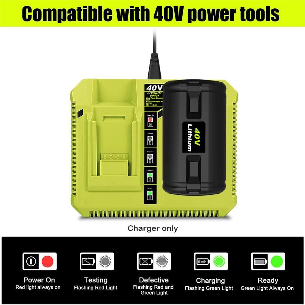 OP401 40V Dual Charger for Ryobi 40V 4.0Ah OP40404 OP4040 Battery Rapid Charger