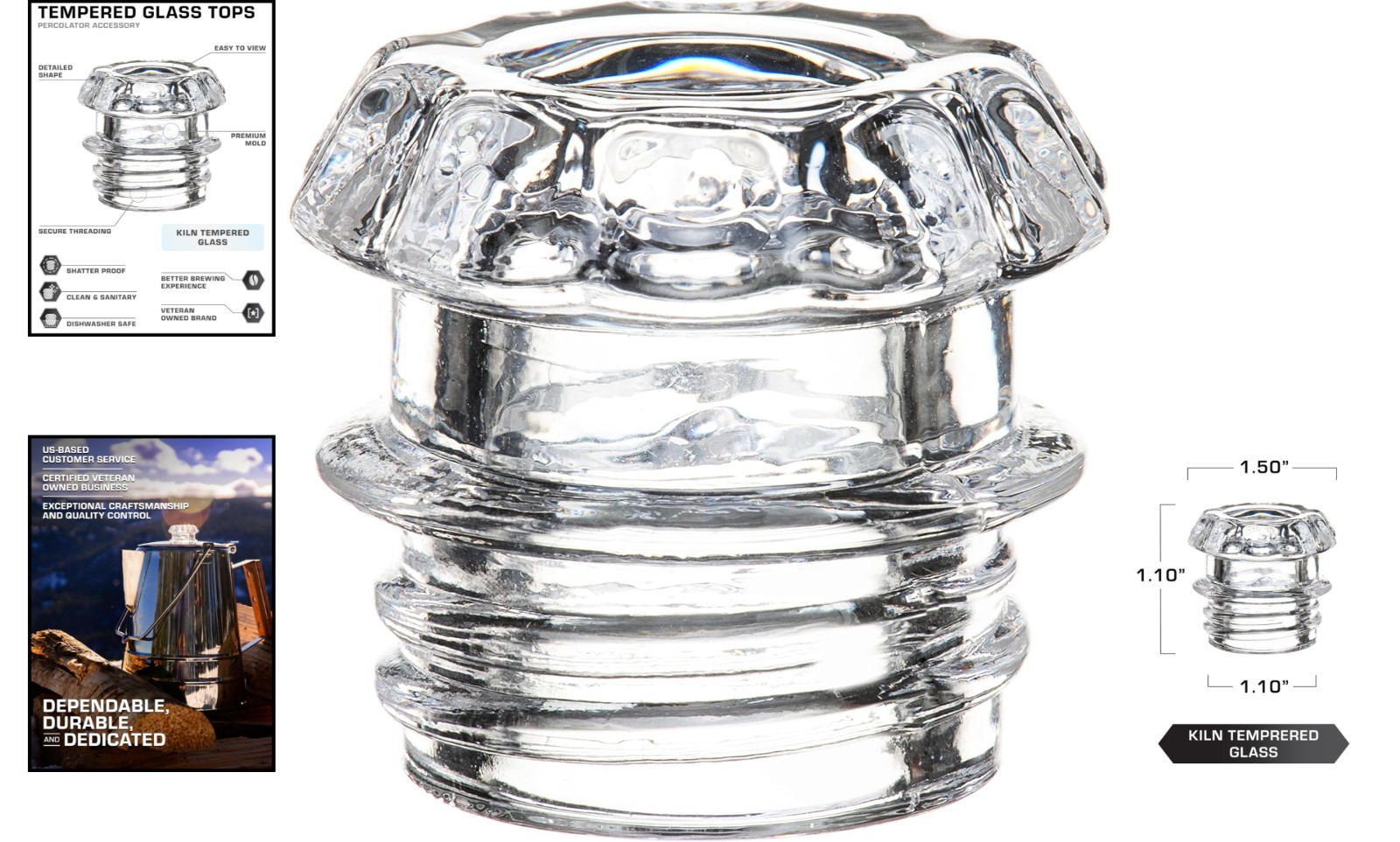 Dishwasher Safe Glass Top Replacement for Stylish Percolators – 1 Count