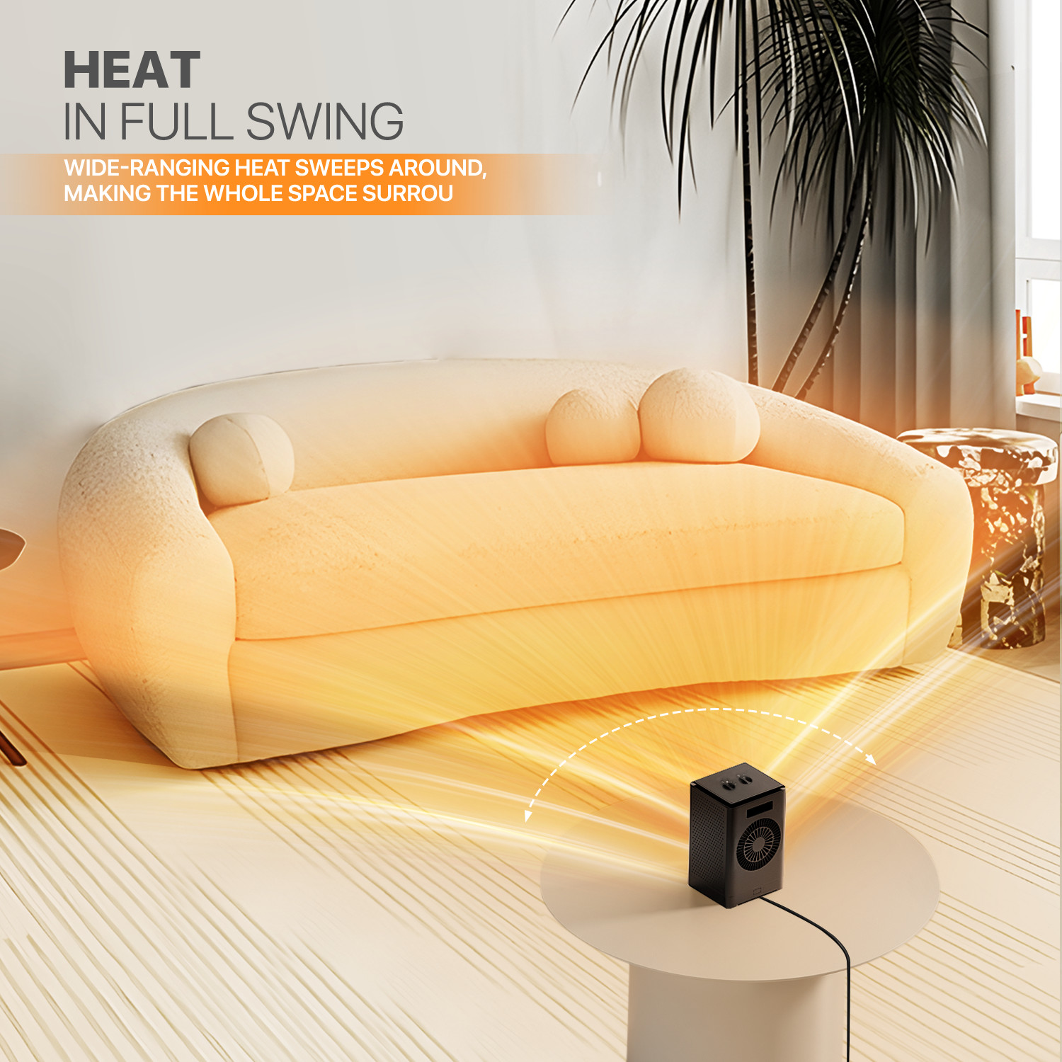 [LCD SCREEN+HANDLE] Electric Space Heater Adjustable 1500W Coil Heating Fan Home