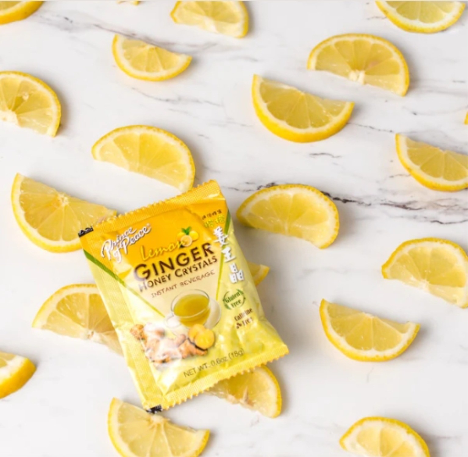 Pack of 2, Lemon Ginger Tea Instant Ginger Honey Crystals, 30 Sachets