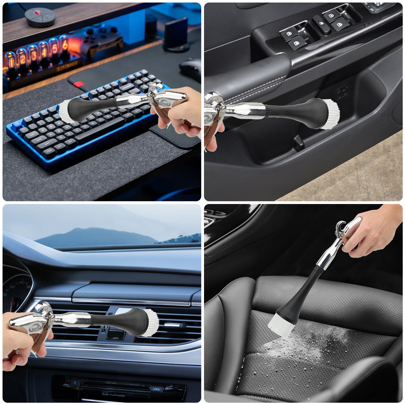3PCS Car Cleaning Gun Air Blower Tool for Carpet High Pressure w/ Trumpet Nozzle