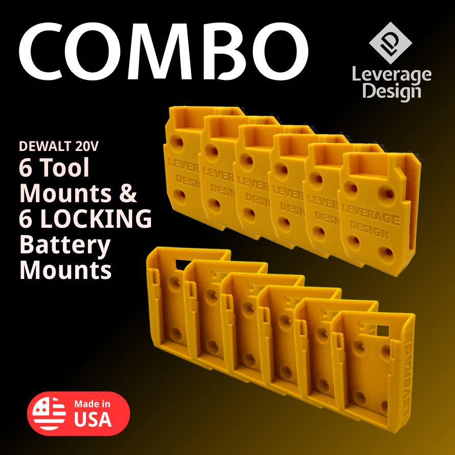 6 / 6 Combo Pack DeWALT 20V 60V Tool & Battery Mounts/Hangers/Holder – BEST FIT!
