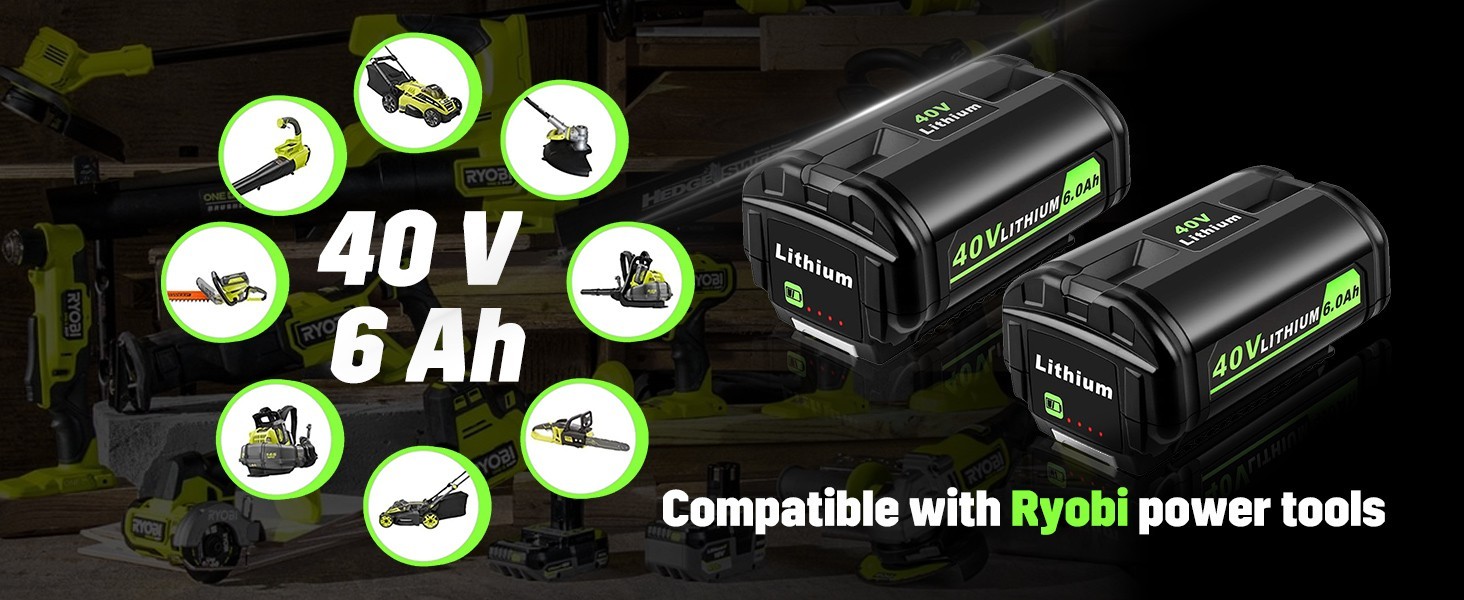 2PACK 40V 6.0Ah Max Battery Replace For Ryobi 40 Volt Lithium-ion OP4050 OP40602