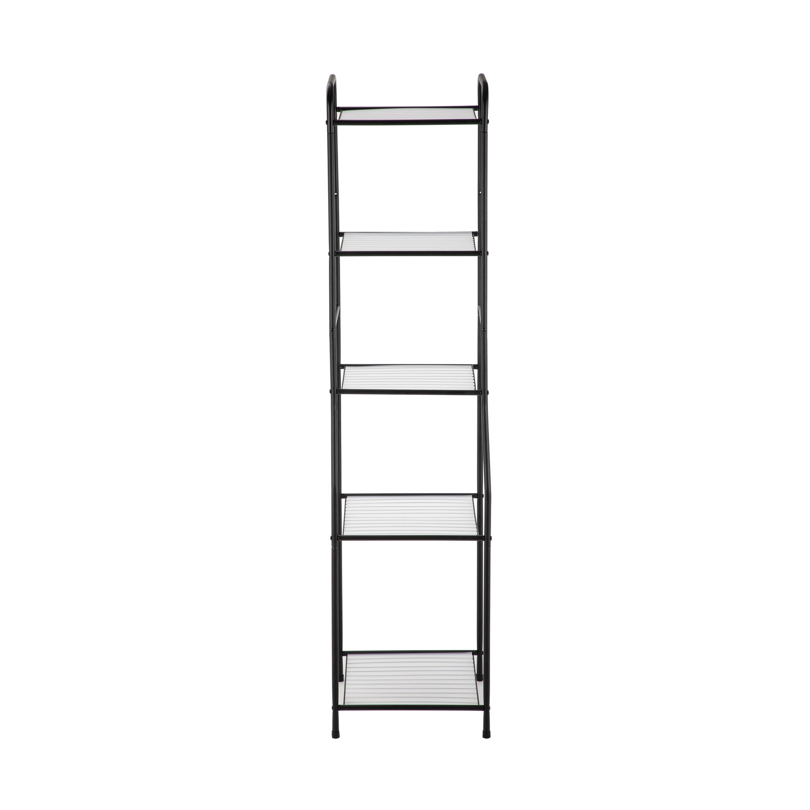 Matte Black Steel 5-Shelf Bathroom Storage Tower Unit