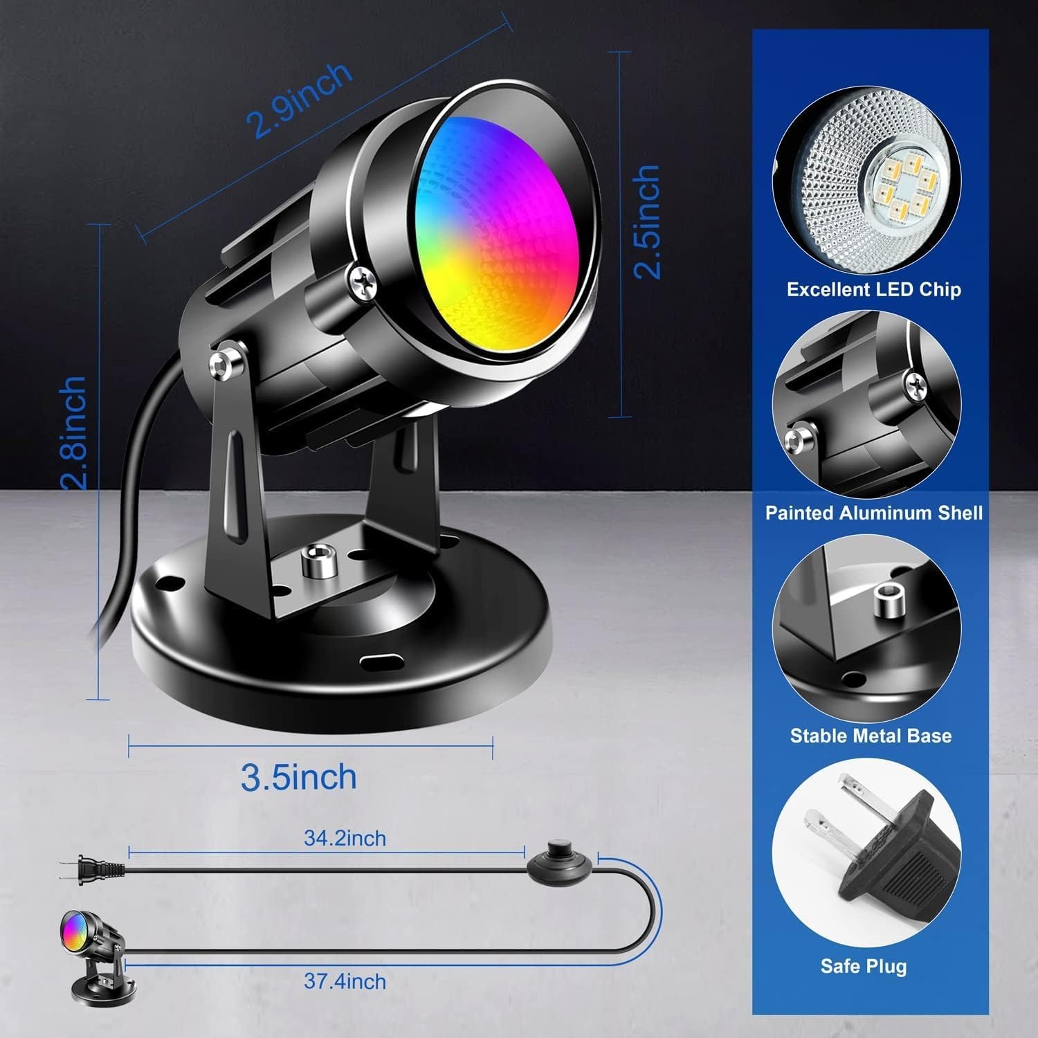LED Spot Lights Indoor 6W RGBW LED Spotlight with Remote Control Changing Color