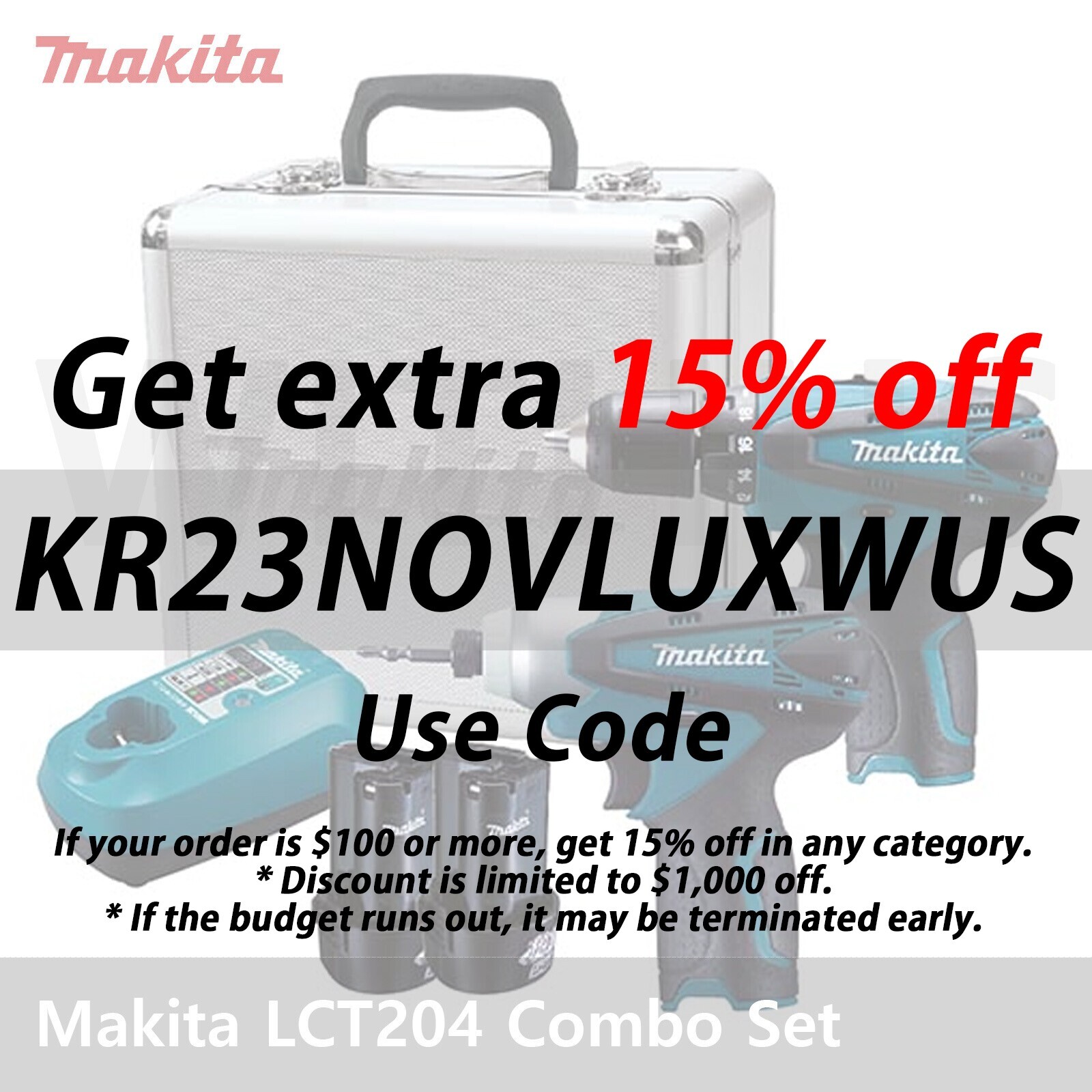 Makita LCT204 Combo Set DF330D TD090D 10.8V 2×1.3Ah Charger DC10WA Hard Case