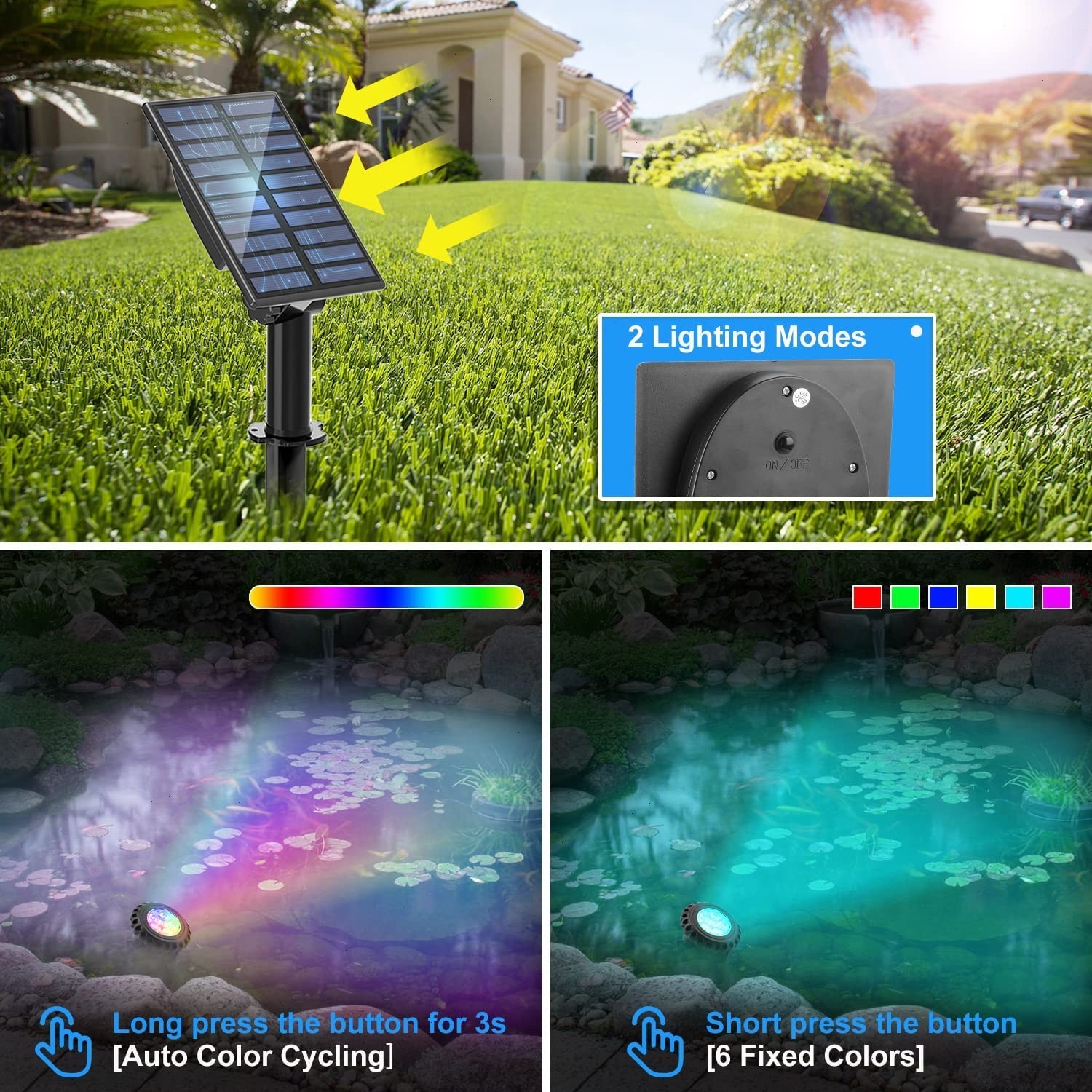 T-SUN 5 IN 1 Solar Pond Lights LED Outdoor Garden Underwater Fountain Pool Light