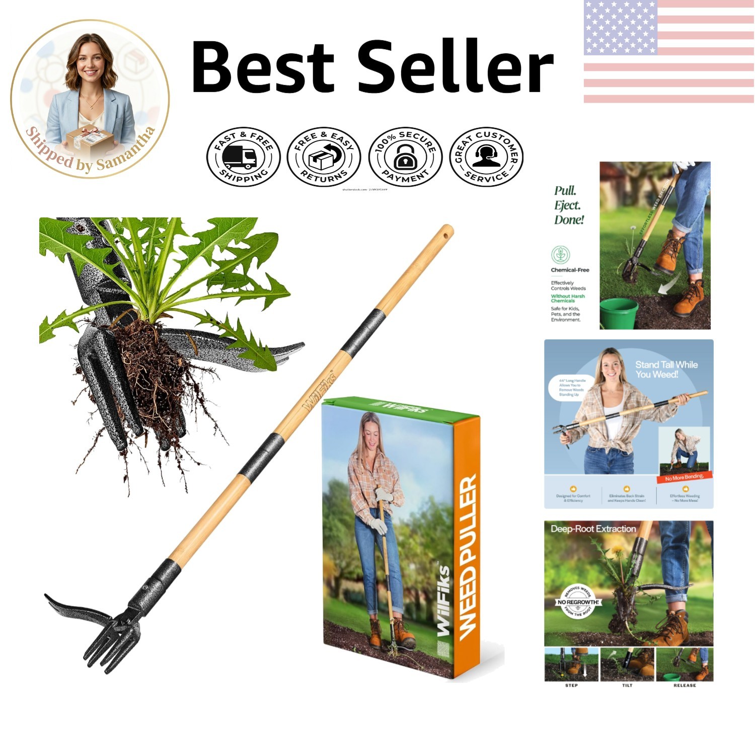 Long Handle Weed Puller with Steel Claws – Ideal for the Elderly Gardener