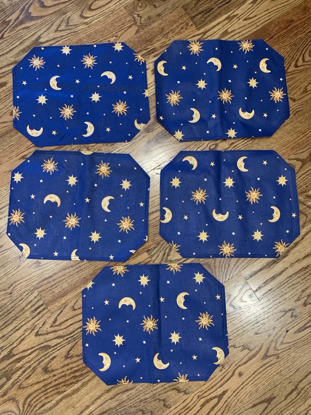 Vintage Celestial Cloth Placemats 17”x 13” New With Tags Set Of 5 Sun Moon Stars