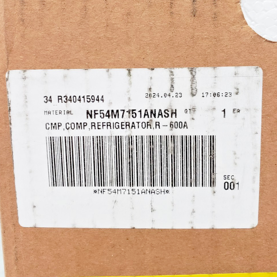 OEM Samsung Refrigerator R600A Compressor NF54M7151ANASH