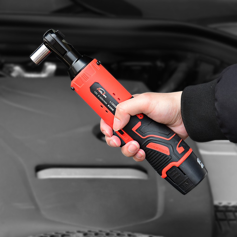 Electric Cordless Ratchet 3/8″ Right Angle Wrench Impact Power Tool + 2 Battery