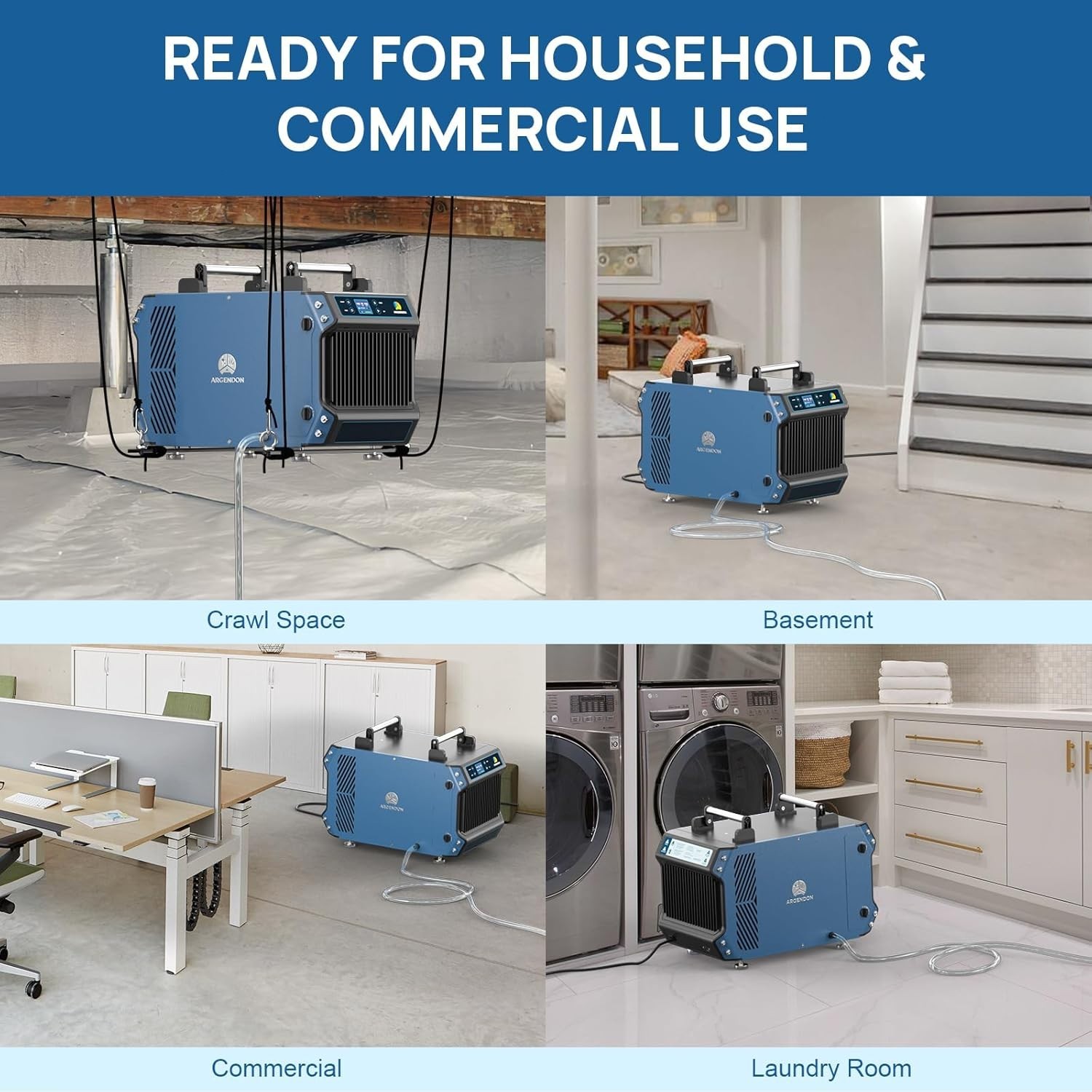 ARGENDON 145 Pint Crawl Spaces Dehumidifier with Pump for Basement 1800 Sq.Ft