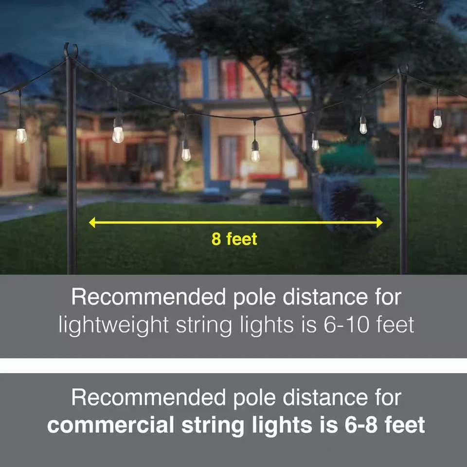 Hampton Bay 9.8 ft. String Light Pole in Black (1-Pack)