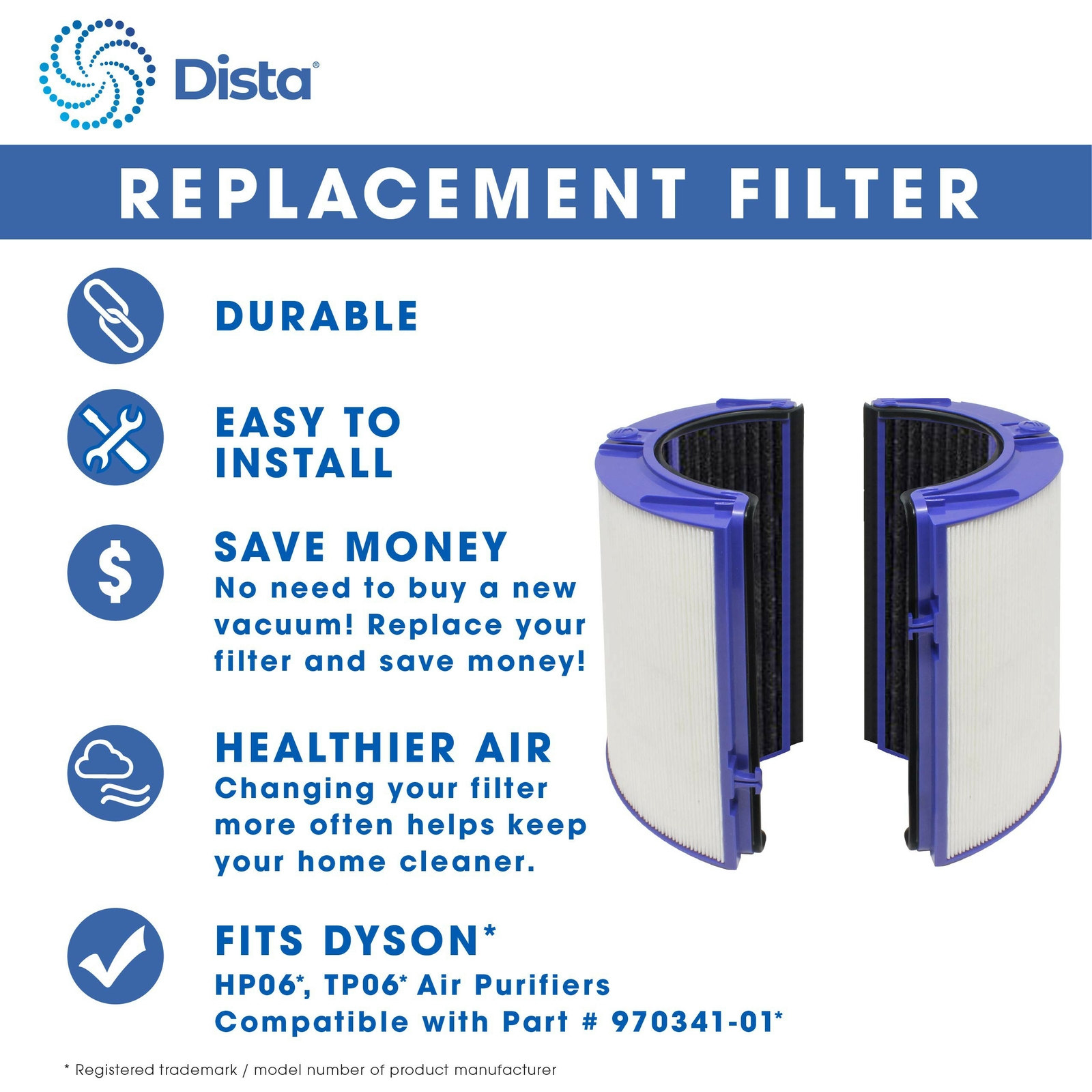 Filter Compatible with Dyson HP06 HP09 TP06 TP09 PH01 PH02 PH03 PH04 HP07 TP07
