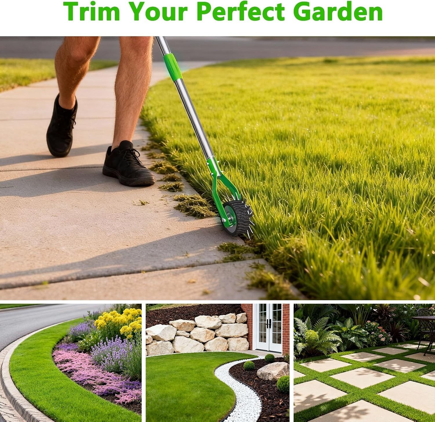 Edger Lawn Tool – 67 Inch Wheel Rotary Lawn Edger with Adjustable Stainless Stee