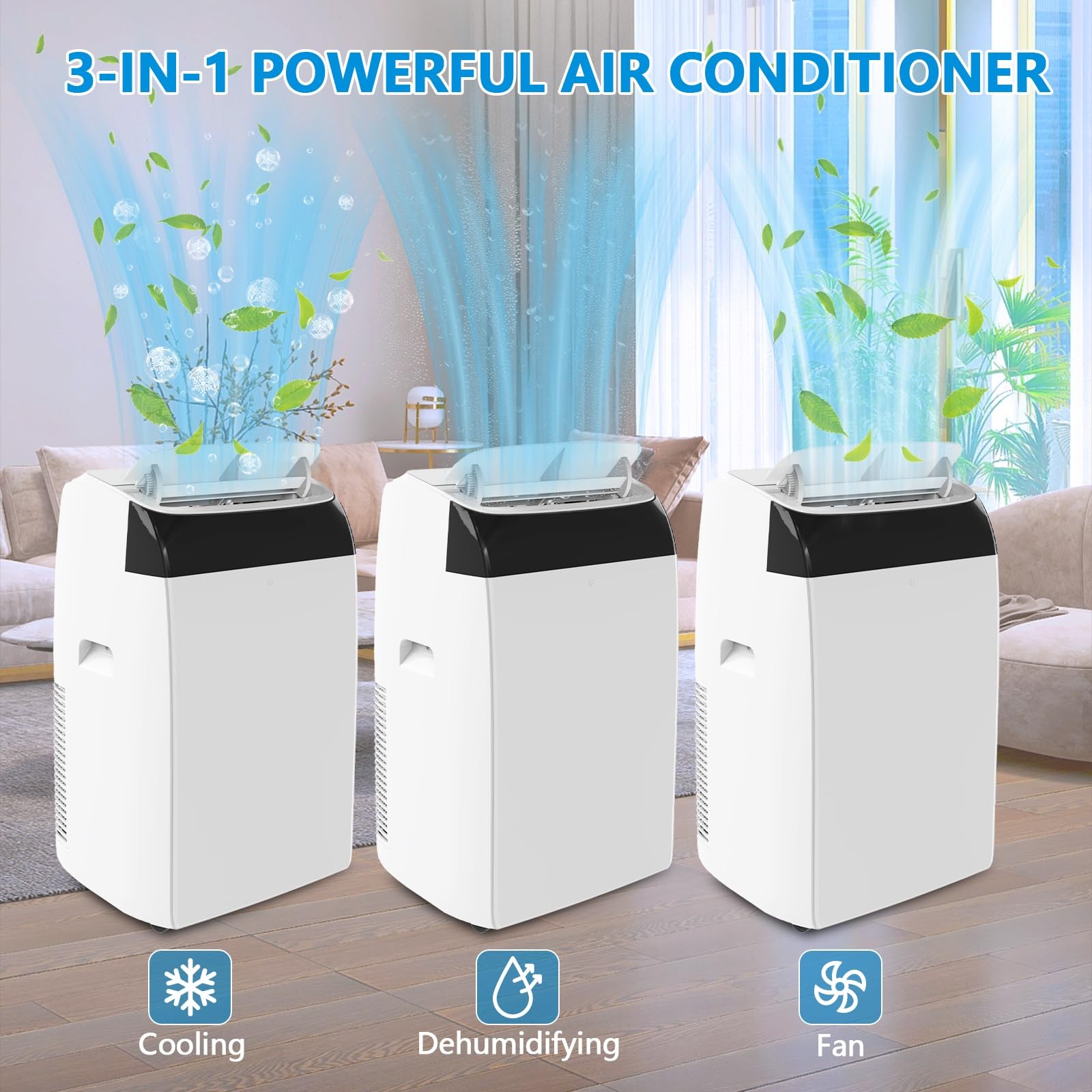 Portable Air Conditioner 14,000 BTU 3-in-1 AC Unit Cools 750 Sq.Ft, with Remote