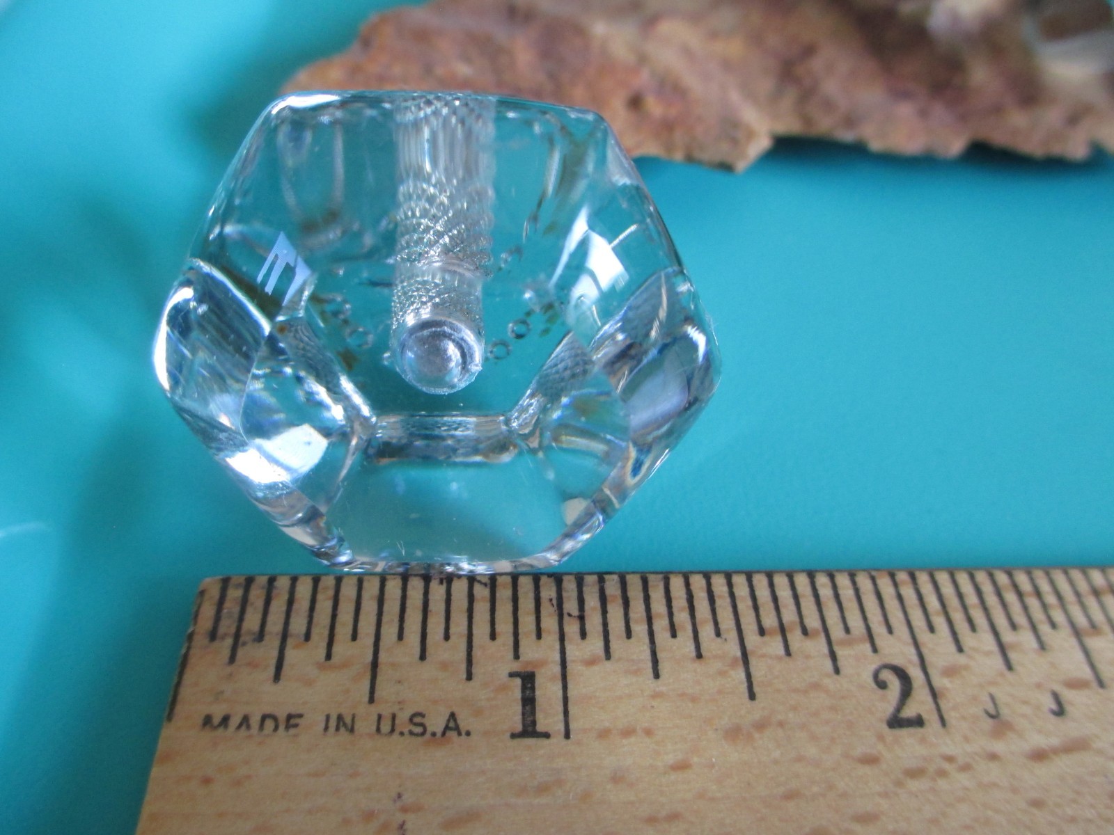 8 VINTAGE ANTIQUE ORIGINAL LARGE OCTAGON CLEAR GLASS CABINET DRAWER KNOB PULLS