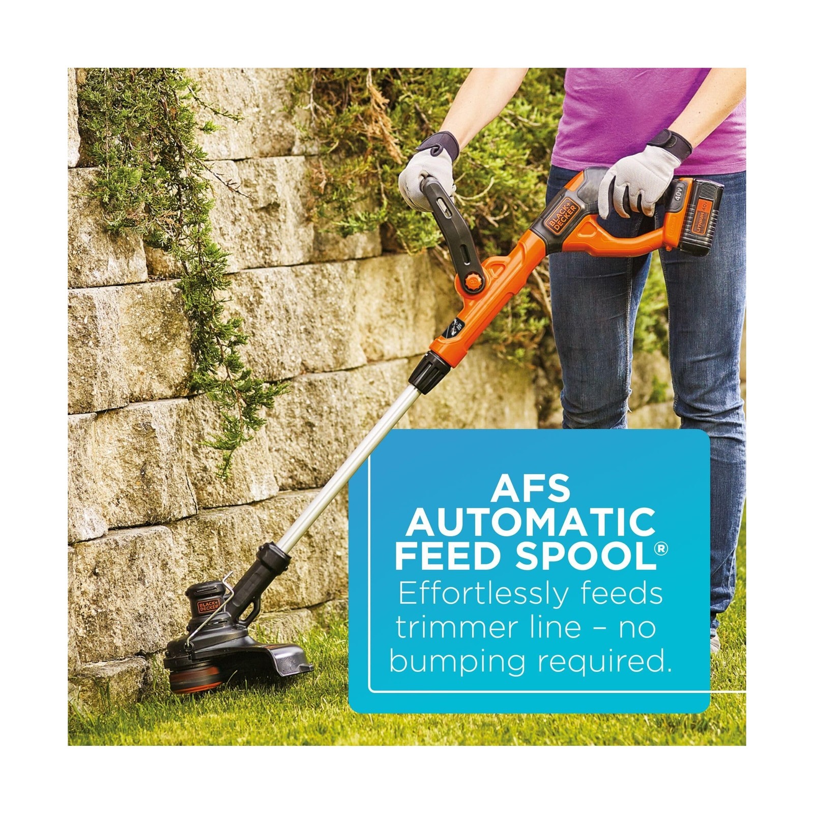 Black+Decker 40V MAX 13 Inch String Trimmer and Lawn Edger with Battery and C…