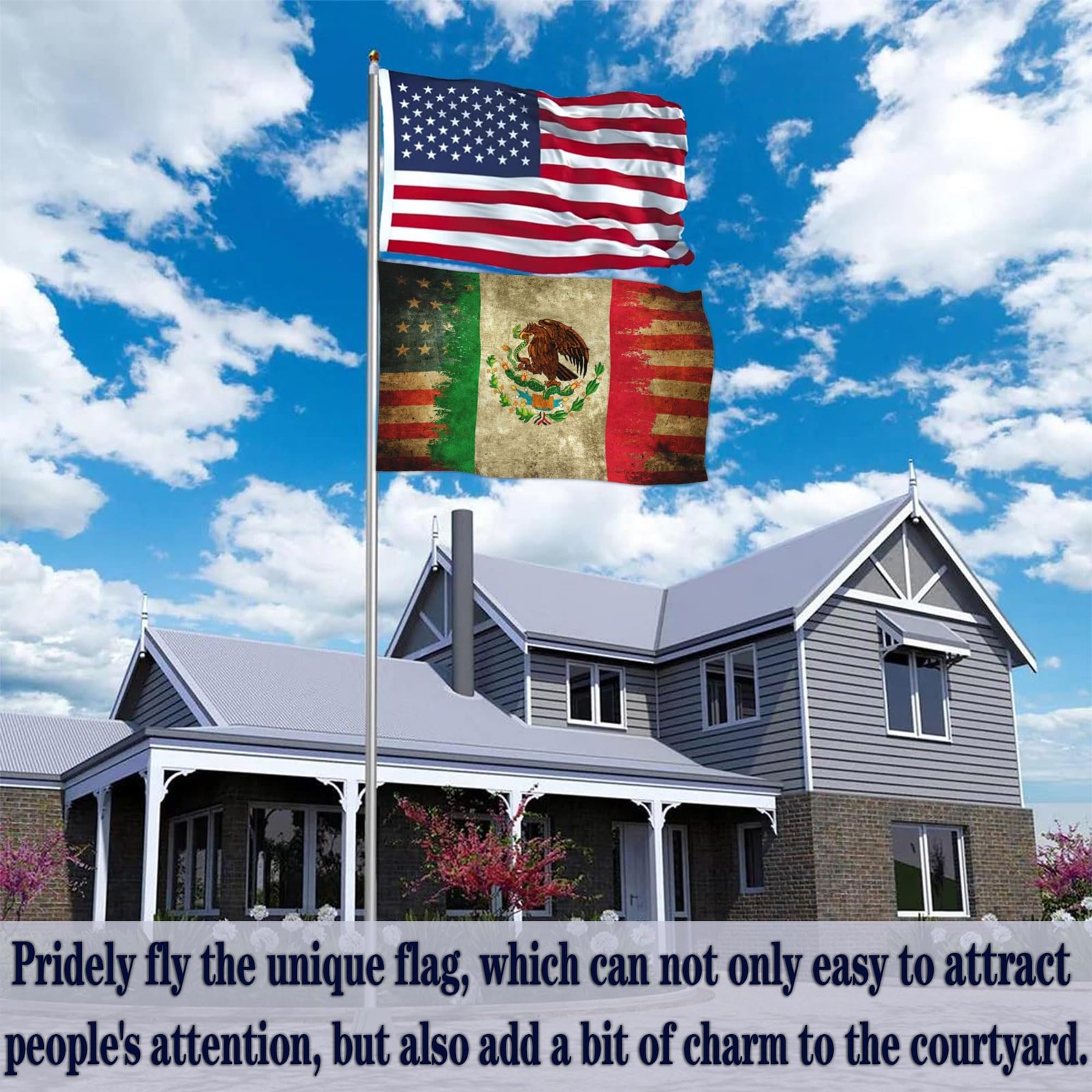 Mexico Flag Mexican American Flags for outside 3X5 Double Sided Mexico Usa Frien