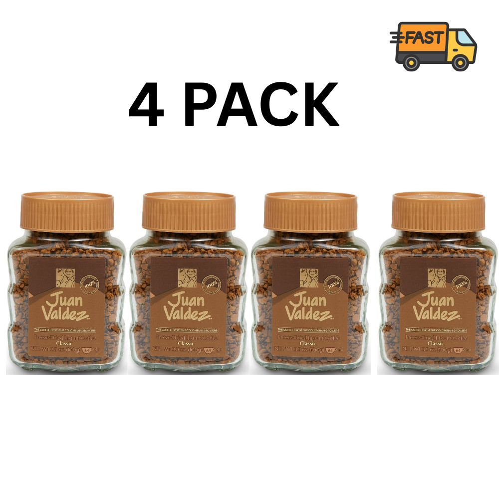 Juan Valdez Freeze Dried Instant Coffee 3.52 oz 4 Pack Classic Colombian