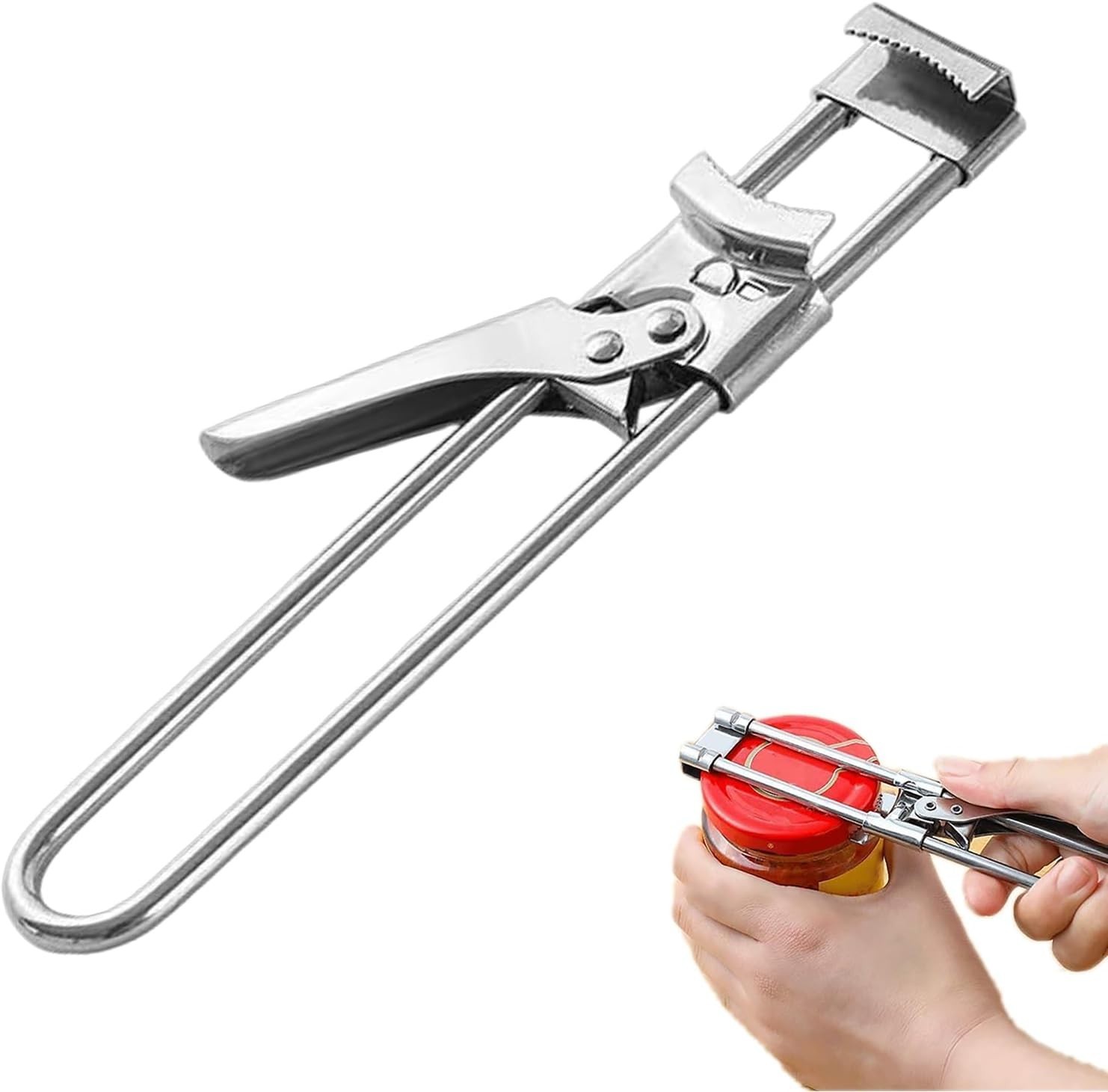 Adjustable Jar Lid Opener Stainless Steel Can Opener for Weak Hands Kitchen
