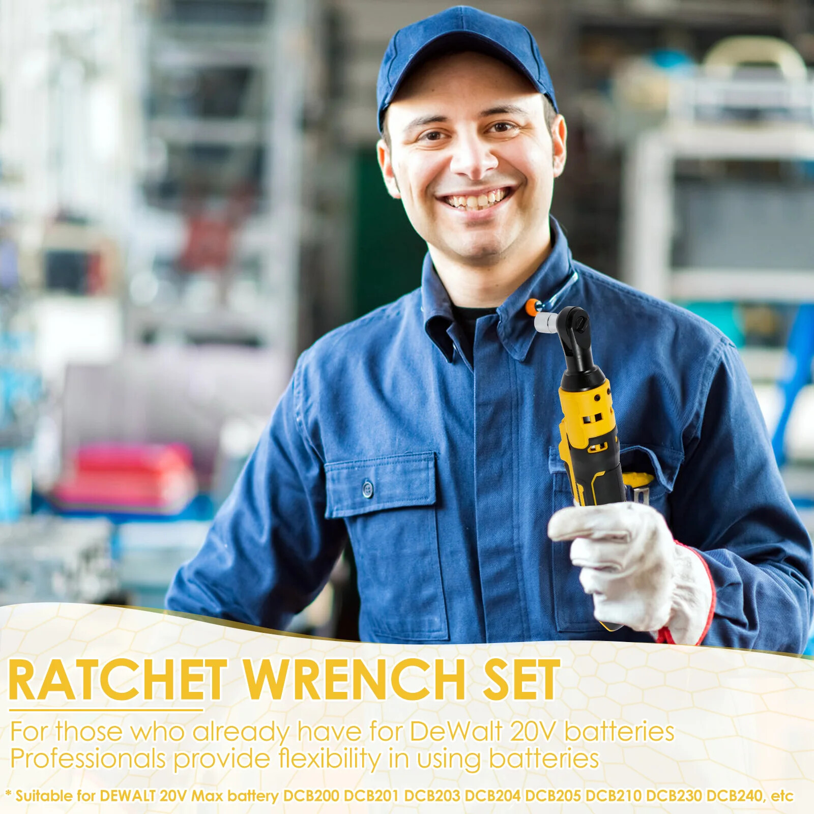 CISIVIS Cordless Electric Ratchet Wrench 3/8″ for Dewalt 20V Li-Ion Battery-