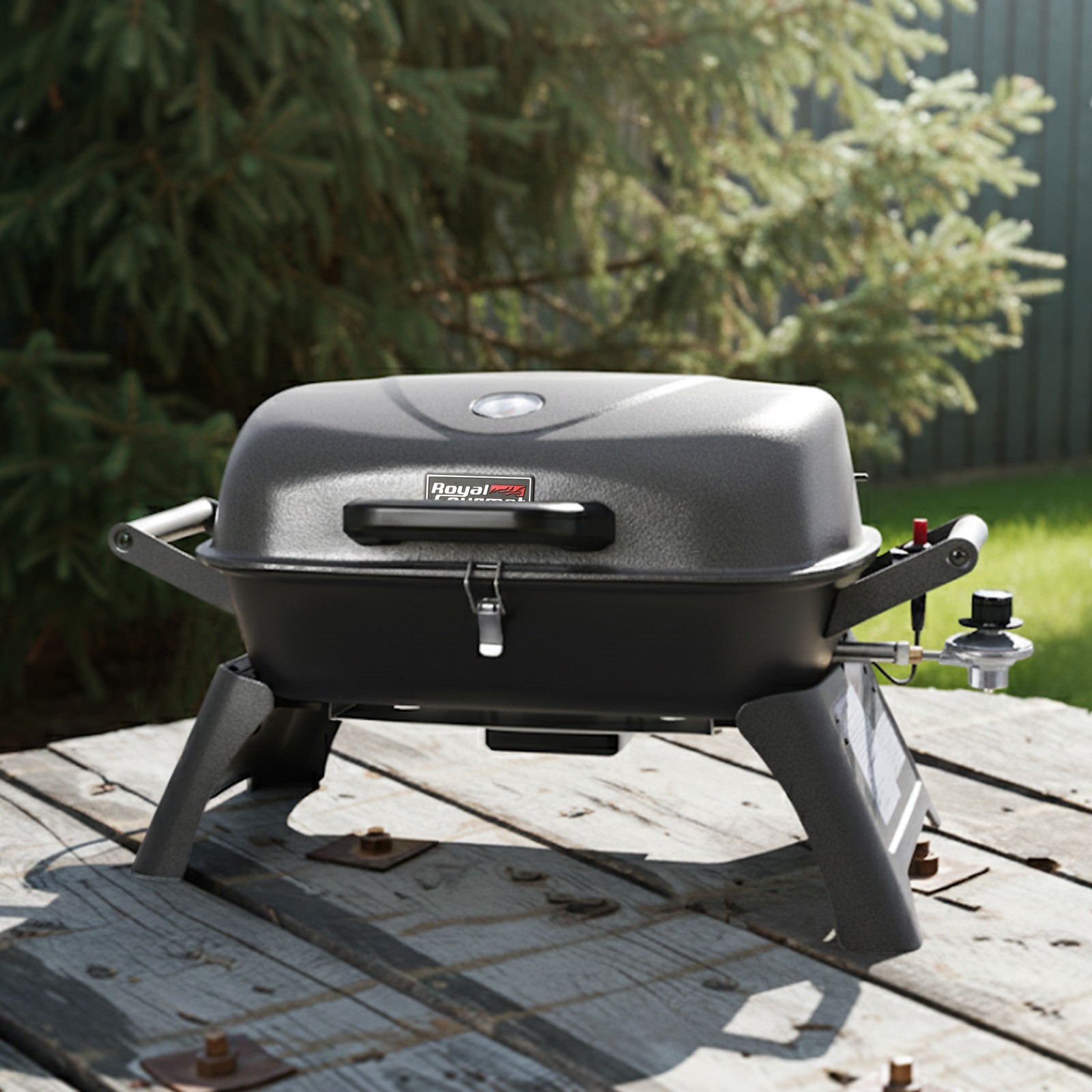 Royal Gourmet Portable Tabletop Gas Grill with Foldable Leg for Outdoor Camping