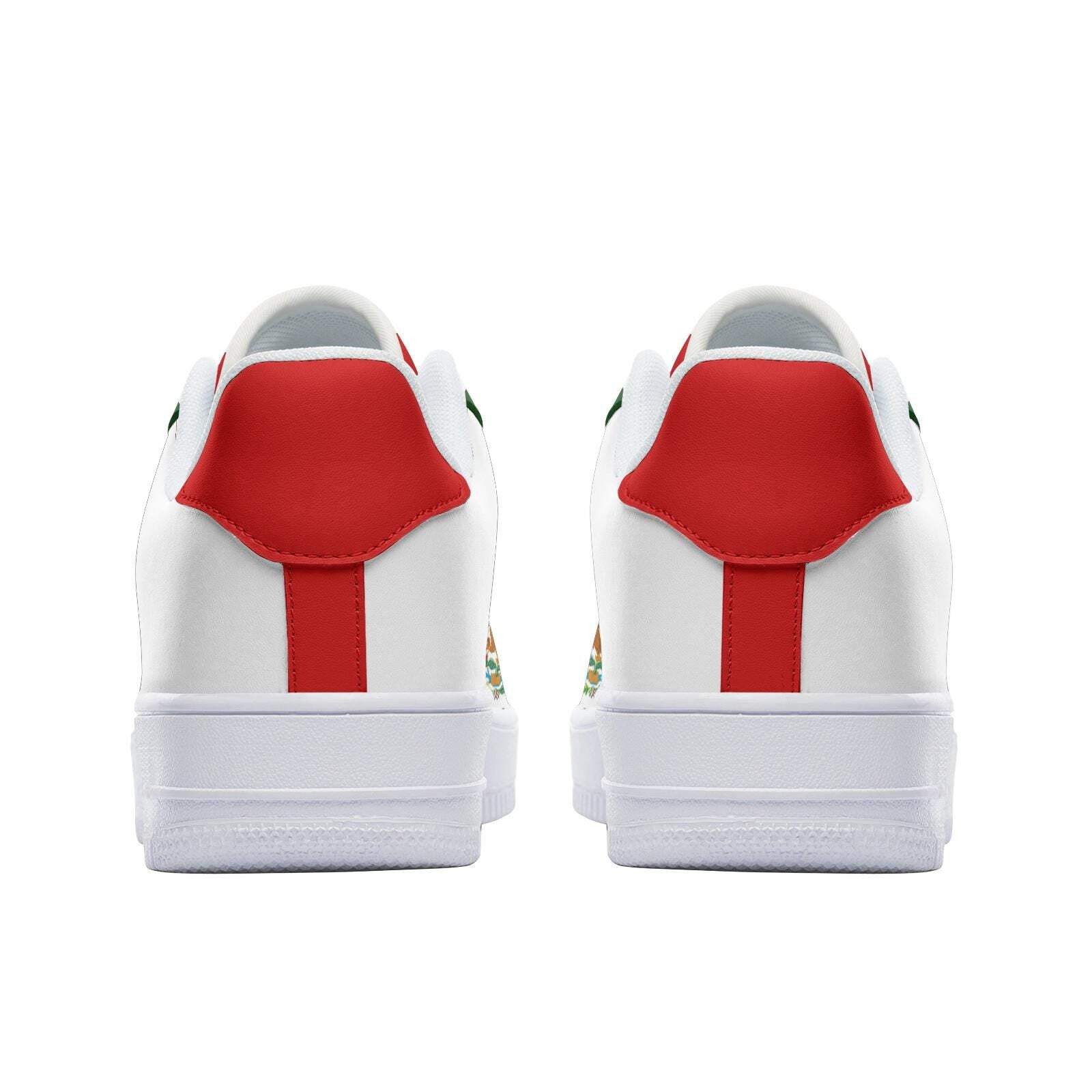 Mexico Flag Sneakers Mexico Colors Unisex Low Top Vegan Leather Sneakers