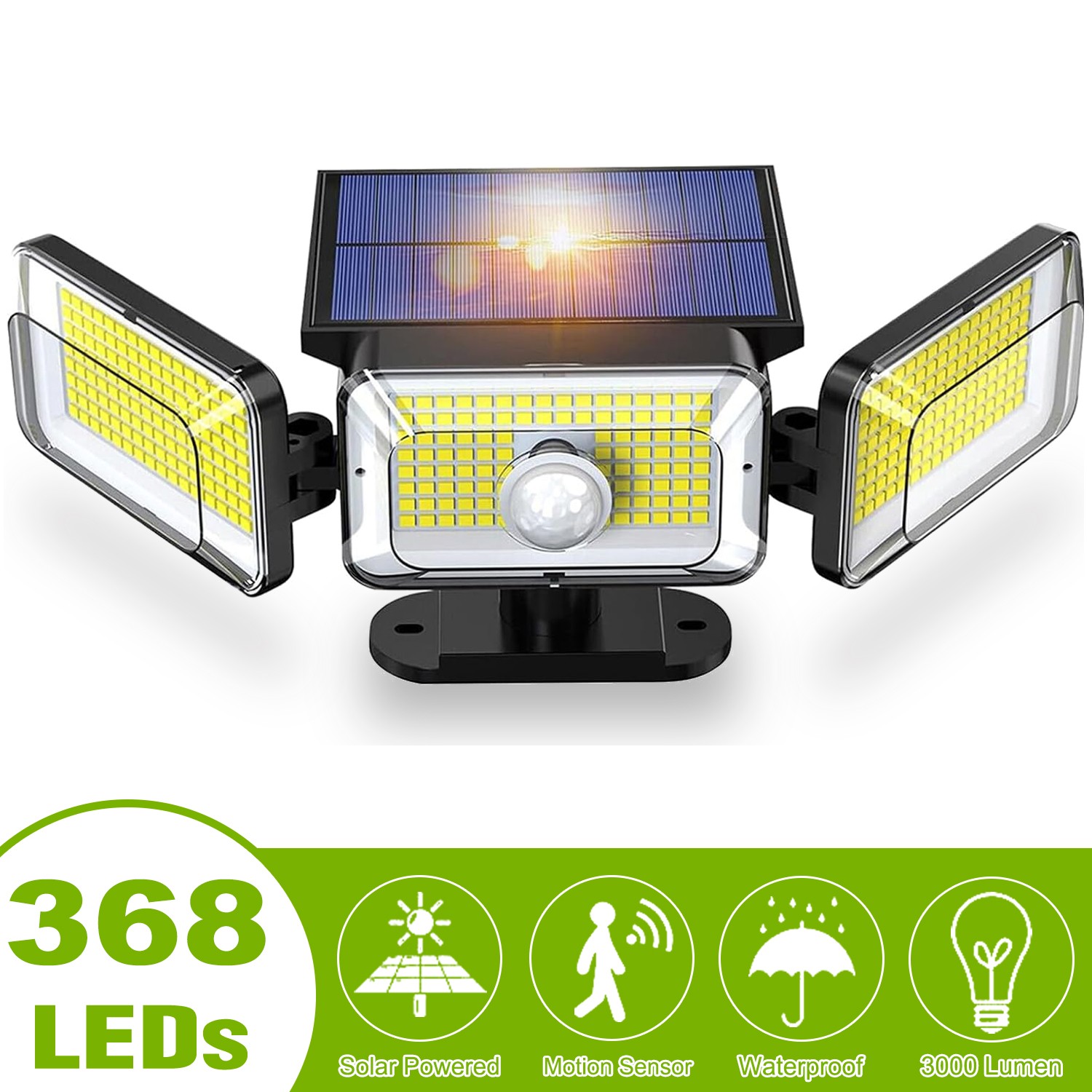 2 Pack LED Motion Sensor Solar Lights ,Outdoor IP65 Waterproof Security Lamp