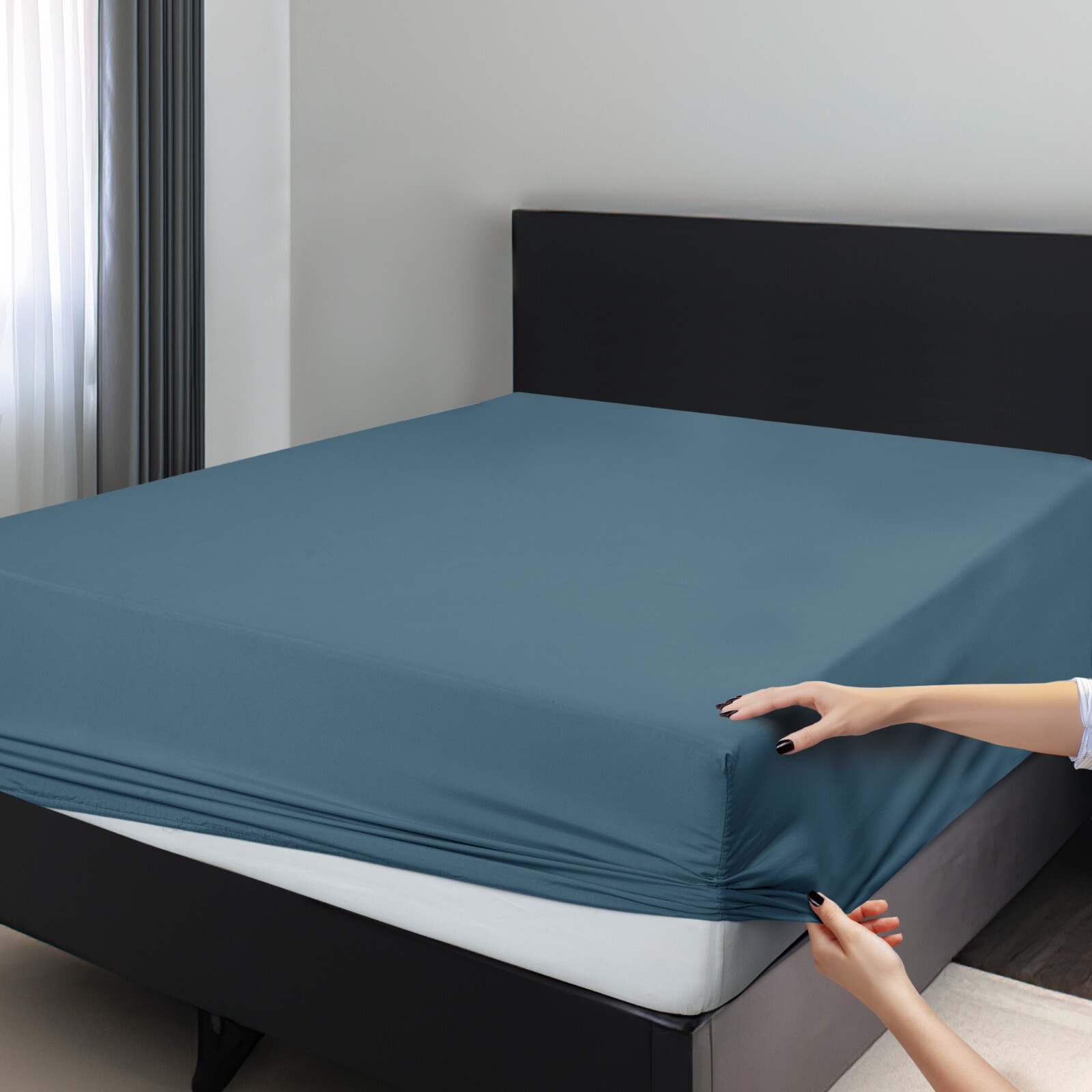 1800 Deep Pocket Fitted Sheet Queen King Fully Elastic Fitted Sheets Bed Sheets