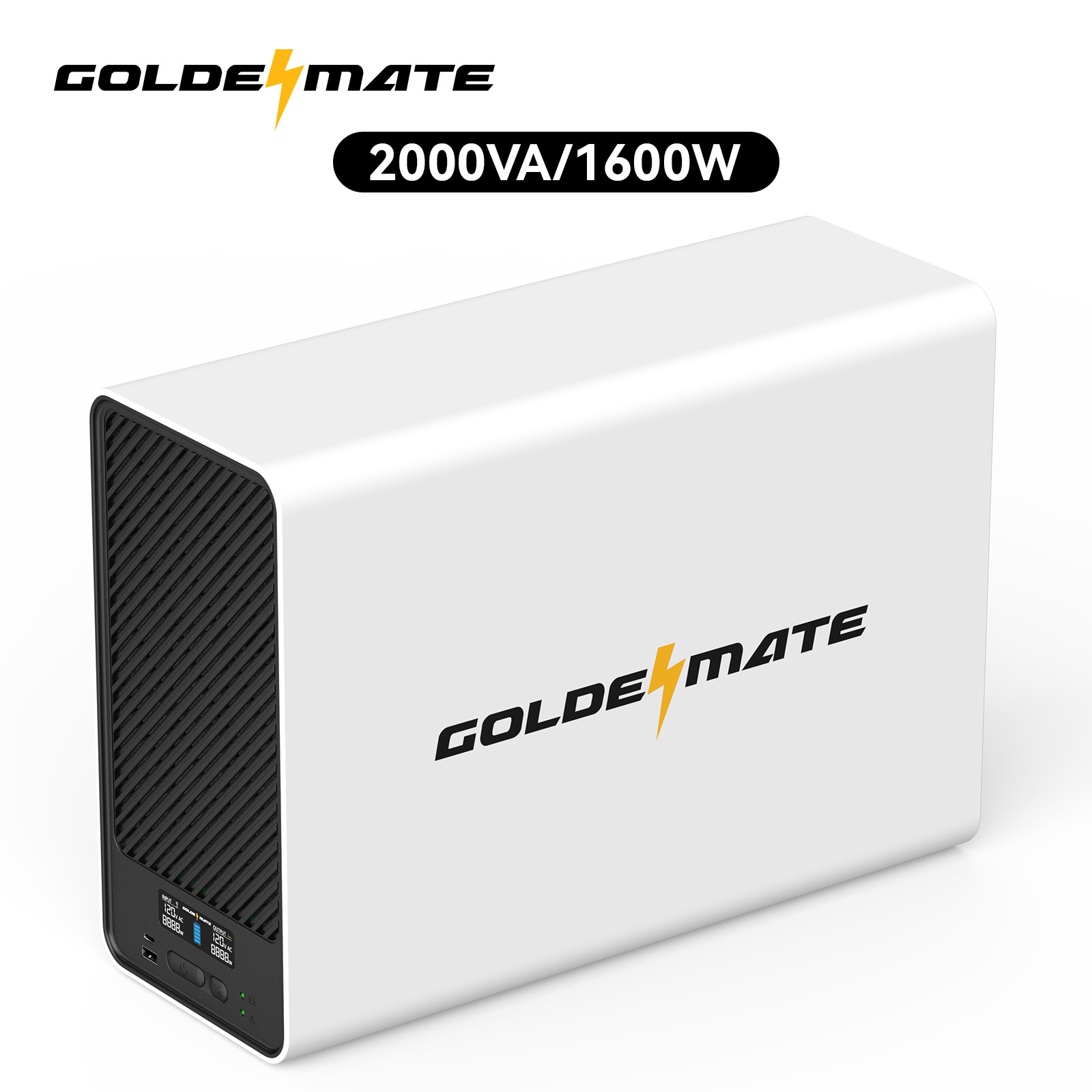 Goldenmate 2000VA 1600W Pure Sine Wave UPS Backup Power Supply LiFePO4 Battery