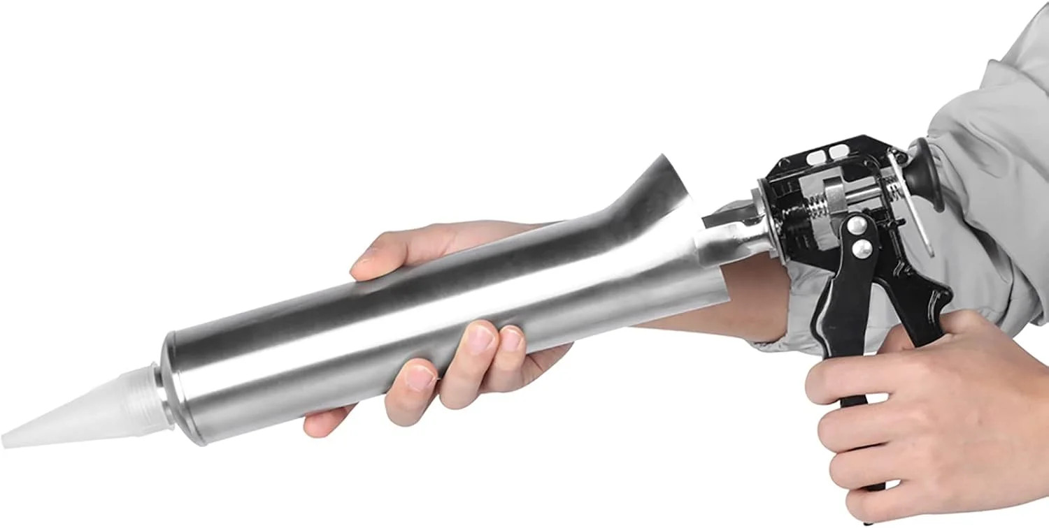 41cm/16.1in Heavy Duty Manual Caulking Gun for Tile Grout | Stainless Steel Barr