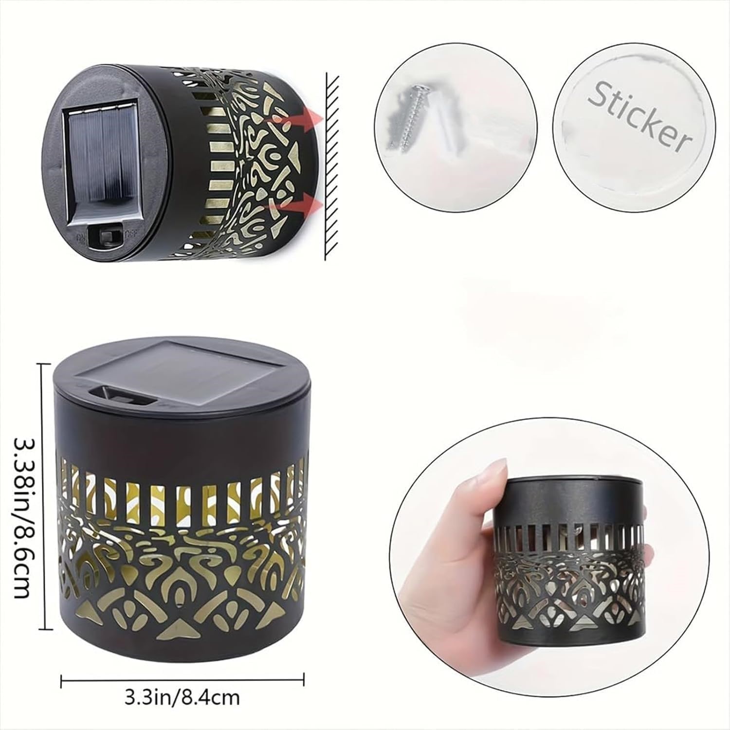 Solar Mandala Wall Light Outdoor Garden Fence Projector Lamp Patio Ambient Decor