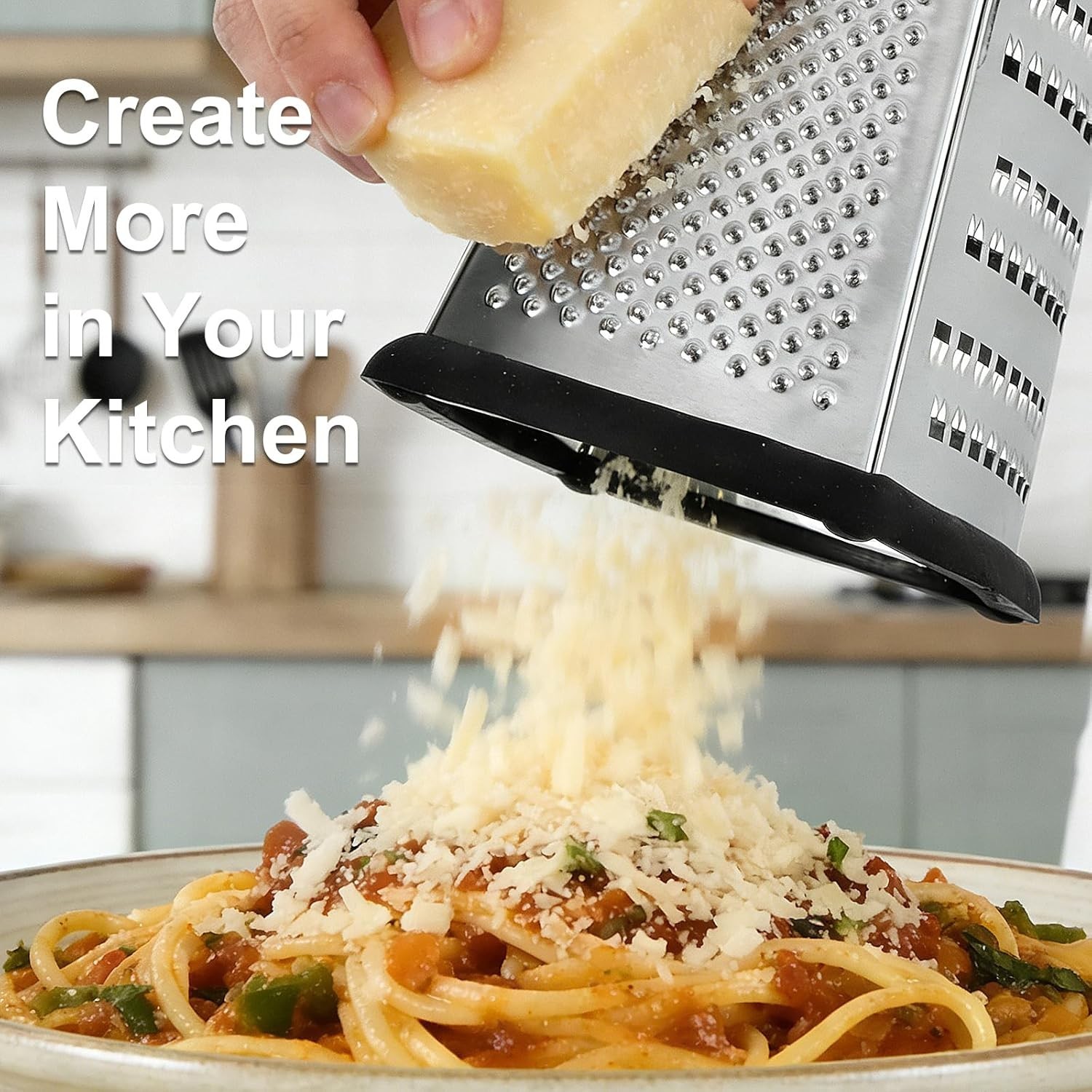 Cheese Grater Kitchen Slicer Zester Box Grater with Container 8 Inch