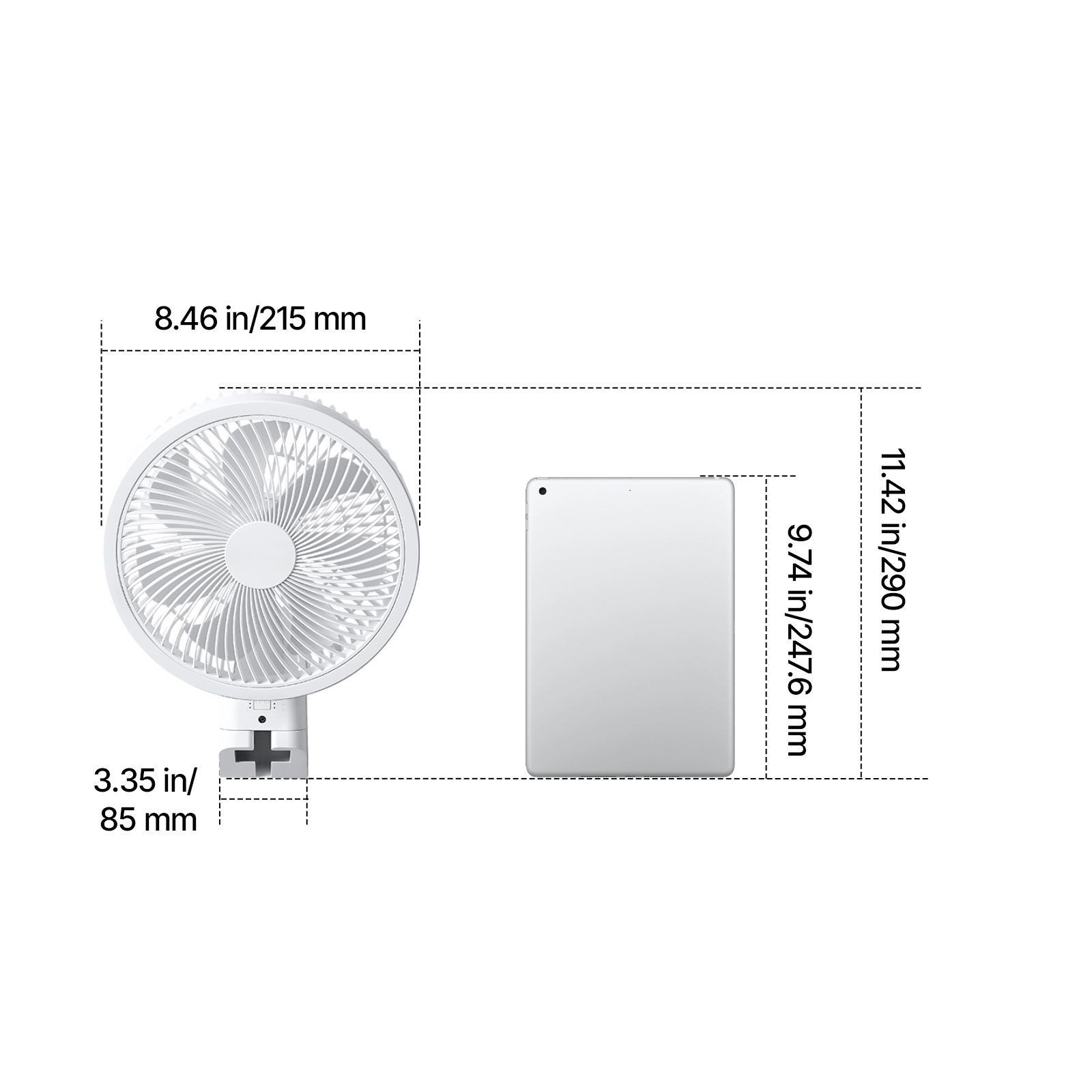8.5 in Wall Mount Fan, Oscillating Hanging Fan with Remote Control
