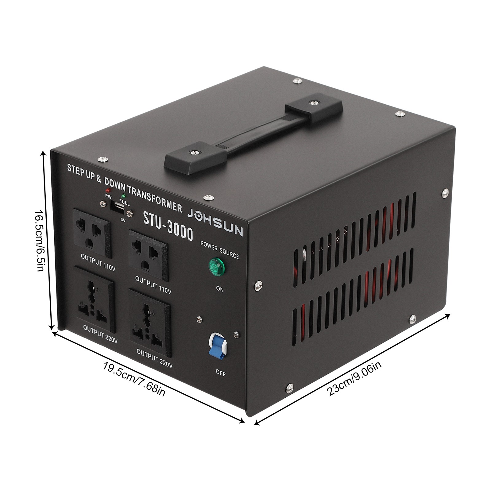 3000 Watt Voltage Converter Power Transformer Heavy Duty Step Up/Down 110V- 220V