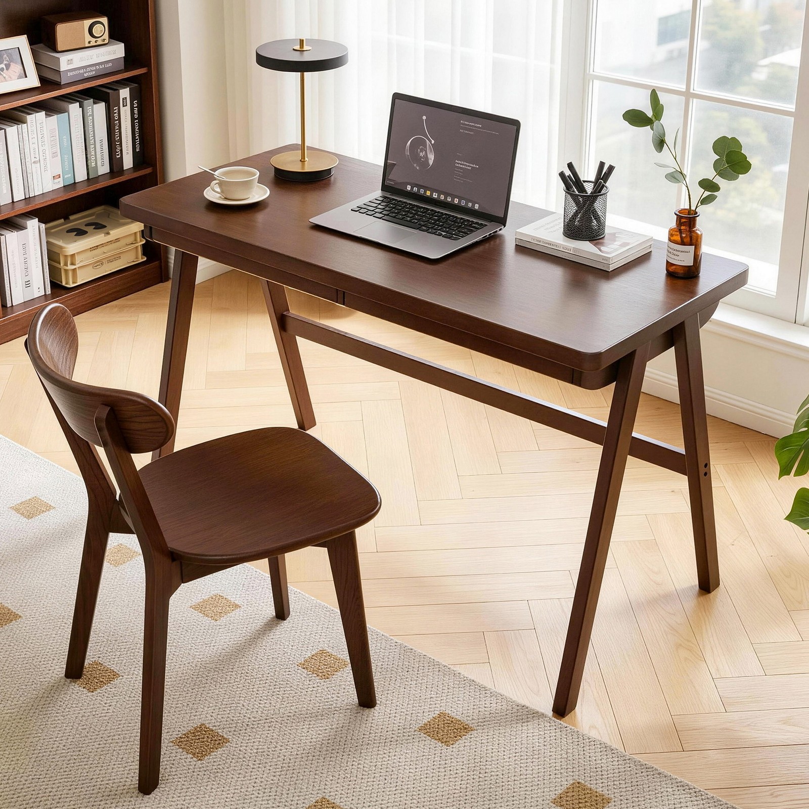 1.4″ Thick Solid Wood Writing Desk Home Office Study Laptop Computer Desk Table