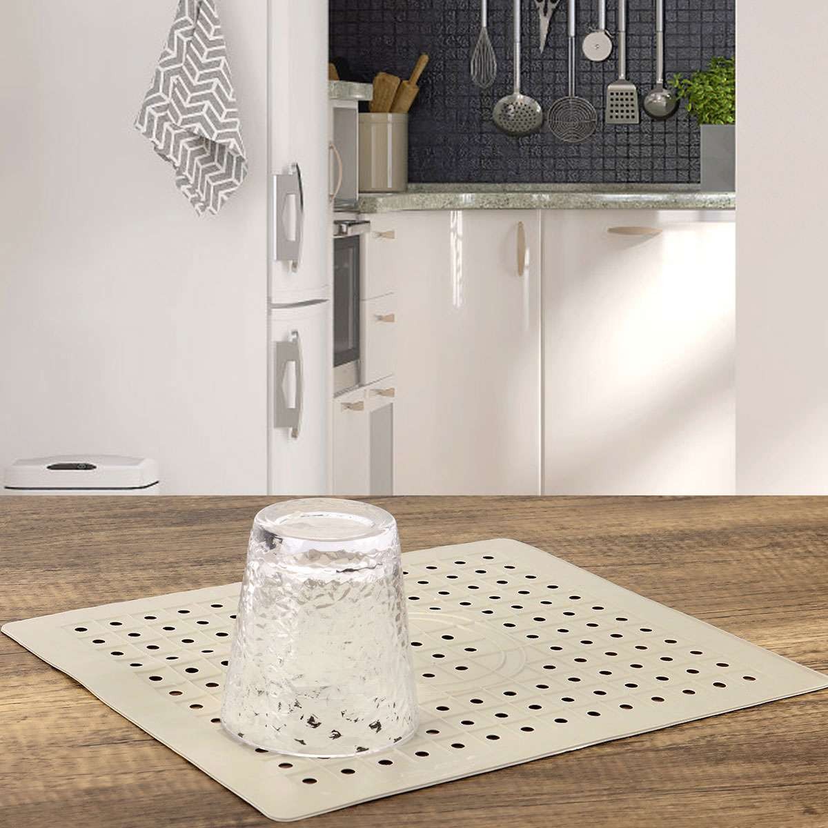 2 Pack Kitchen Sink Mat Drain Pad Protector 10″ x 12″ Non-Slip Rubber Durable