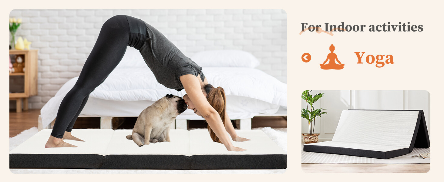 4″ Tri-fold Memory Foam Mattress, Foldable Portable Floor Bed,Washable Cover