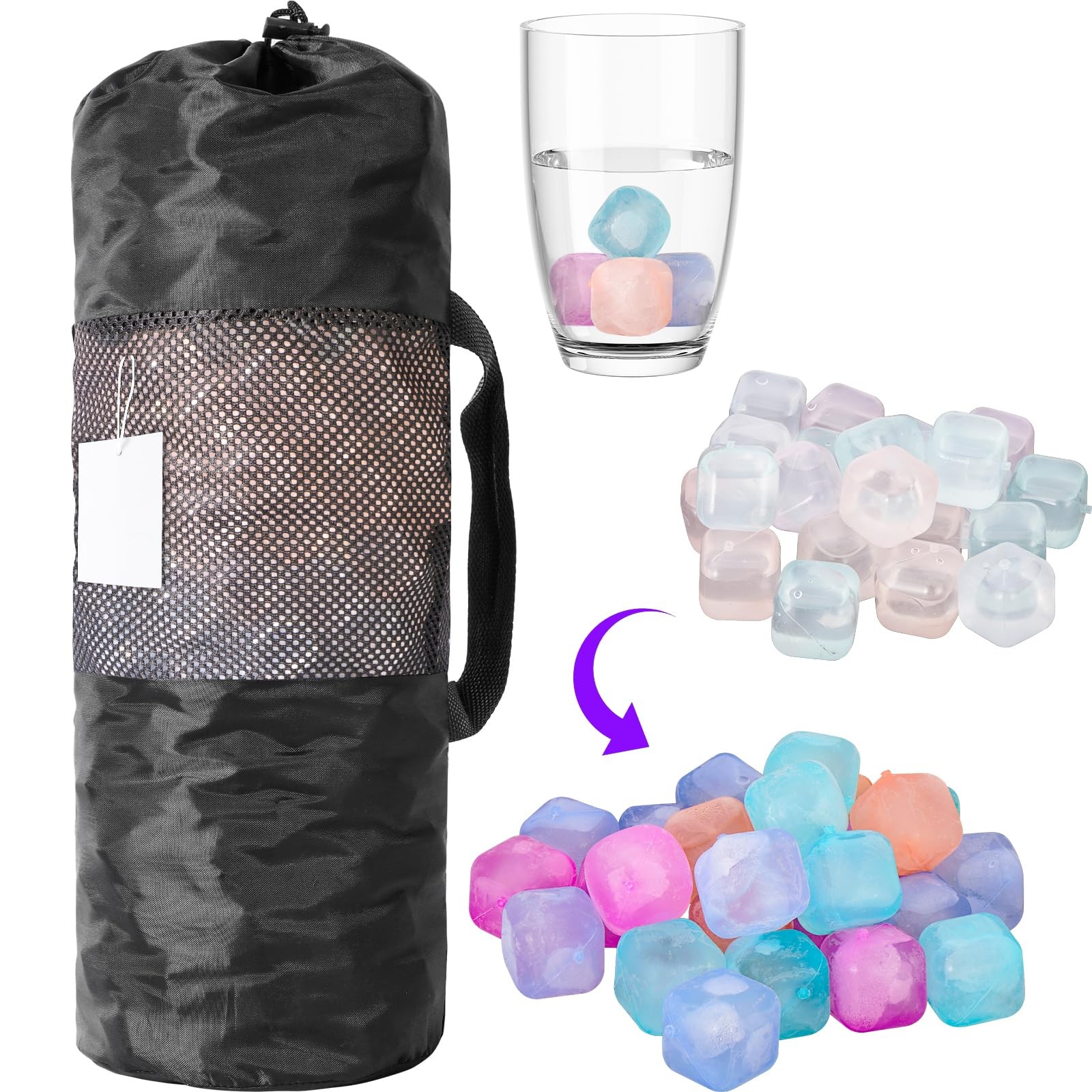 380 Pack Reusable Ice Cube Refreezable Plastic BPA Free Washable Whiskey