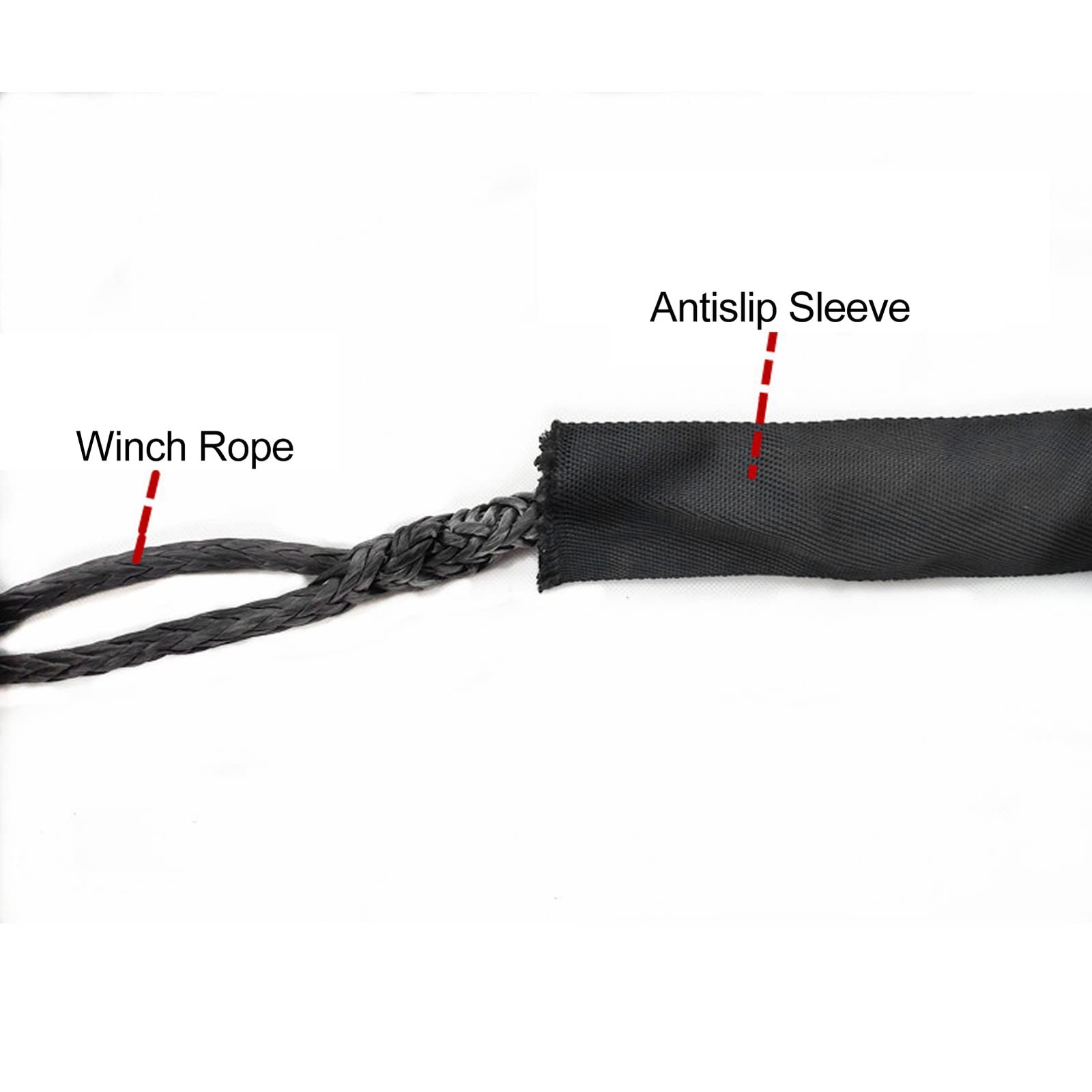 Polyester Winch Rope Protective Sleeve – Universal 5cm Width Cable Line, Black (